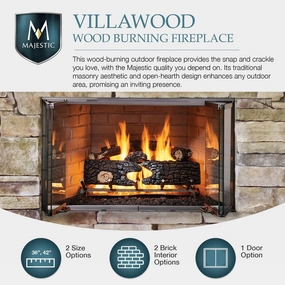 Majestic Villawood 42" Traditional Outdoor Wood-Burning Fireplacestone-look outdoor patio fireplace