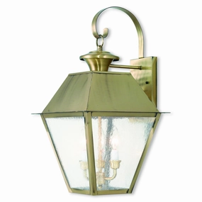Mansfield Three Light Outdoor Wall Lantern Antique BrassOutdoor wall sconces with motion sensor