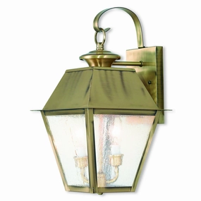 Mansfield Two Light Outdoor Wall Lantern Antique BrassOutdoor wall sconces with motion sensor