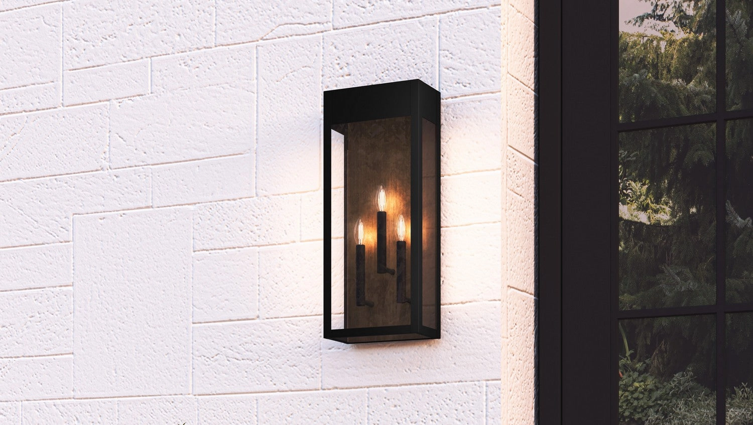 Maren Three Light Outdoor Wall Mount Matte Black