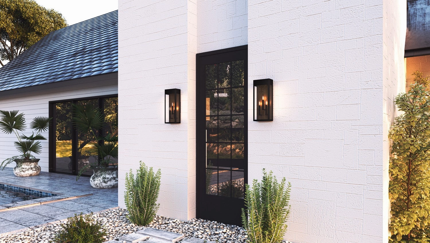Maren Three Light Outdoor Wall Mount Matte Black