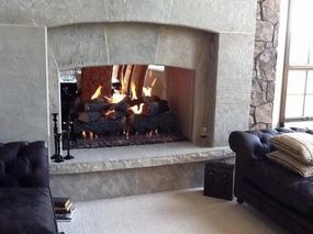 Mason Lite 39 inch Natural Gas B-Vent Firebox Kits MGFP39stone-look outdoor patio fireplace