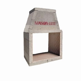 Mason-Lite 43 inch Pre-Cast Masonry See-Thru Firebox Kit MFPST43stone-look outdoor patio fireplace