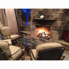 Mason-Lite 63 inch Pre-Cast Masonry Firebox Kit MFP63stone-look outdoor patio fireplace