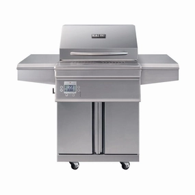 Memphis Beale Street Stainless Steel Cart Wi-Fi Controlled Pellet Grill BGSS26 stainless steel BBQ grill with side table