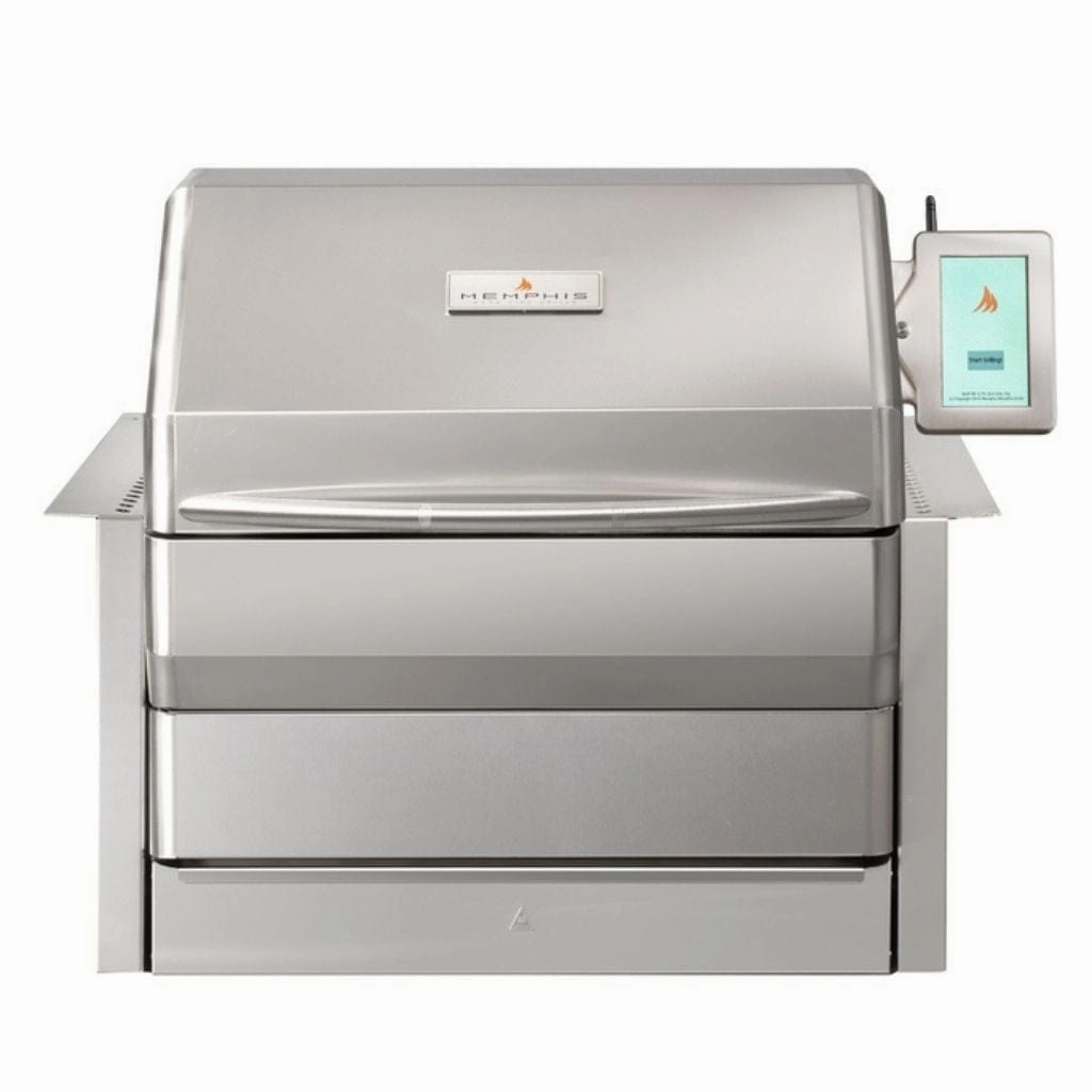 Memphis Pro 28" Stainless Steel Built-In ITC3 Pellet Grill with Wi-Fi VGB0001S stainless steel BBQ grill with side table