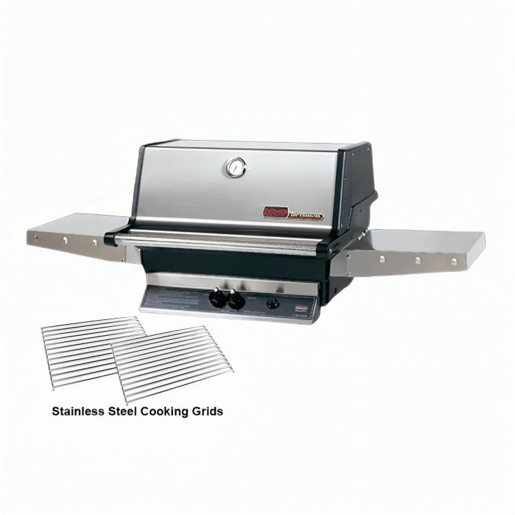 MHP Modern Home Products Gas Grill Head with Stainless Cooking Grids TJK2 stainless steel BBQ grill with side table