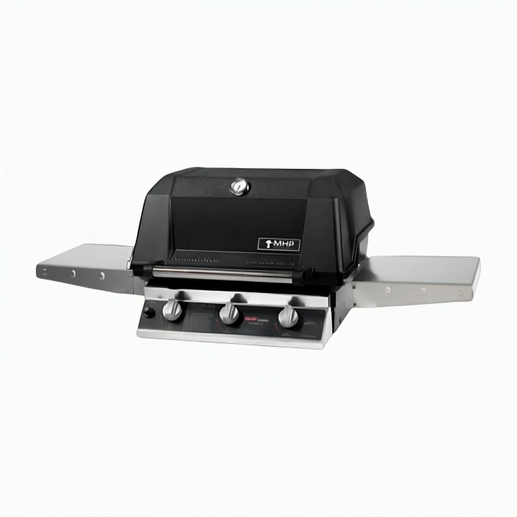 MHP Modern Home Products Infrared Gas Grill Head With 2 Stainless Steel Shelves WRG4DD stainless steel BBQ grill with side table