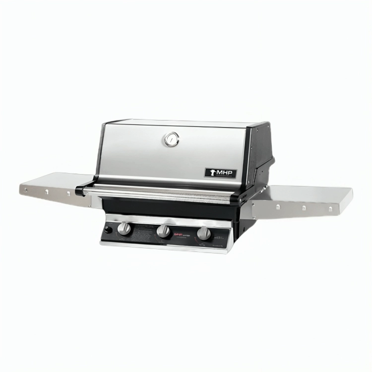 MHP Modern Home Products Stainless Steel Tri-Burn Gas Grill Head With 2 Shelves T3G4DD large capacity charcoal BBQ grills