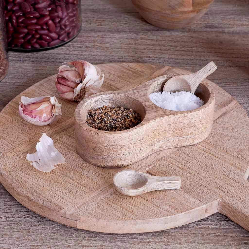 Milaku Mango Wood Salt & Pepper Server