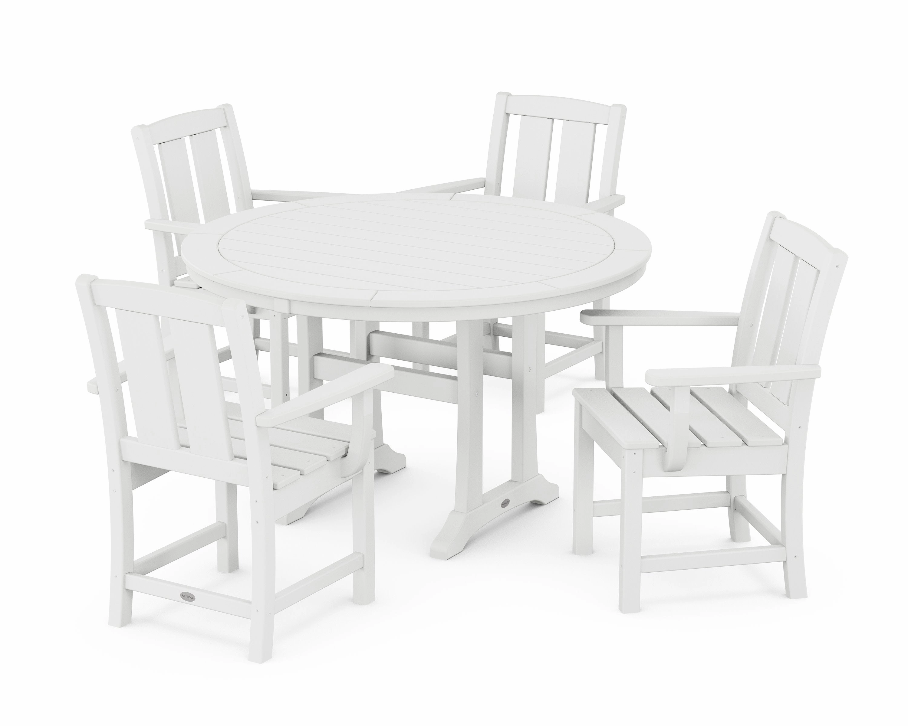 Mission 5-Piece Round Dining Set with Trestle Legs