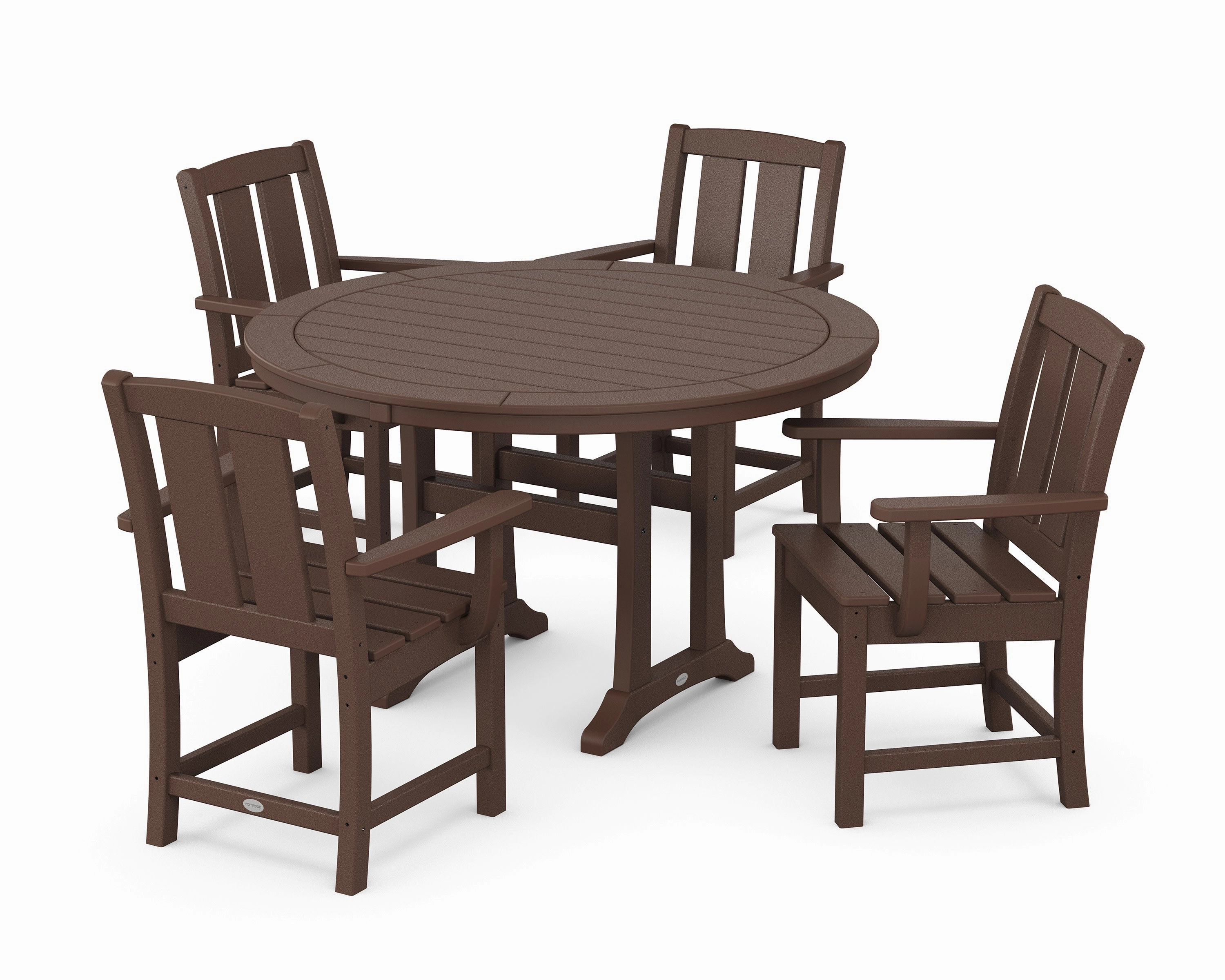 Mission 5-Piece Round Dining Set with Trestle Legs