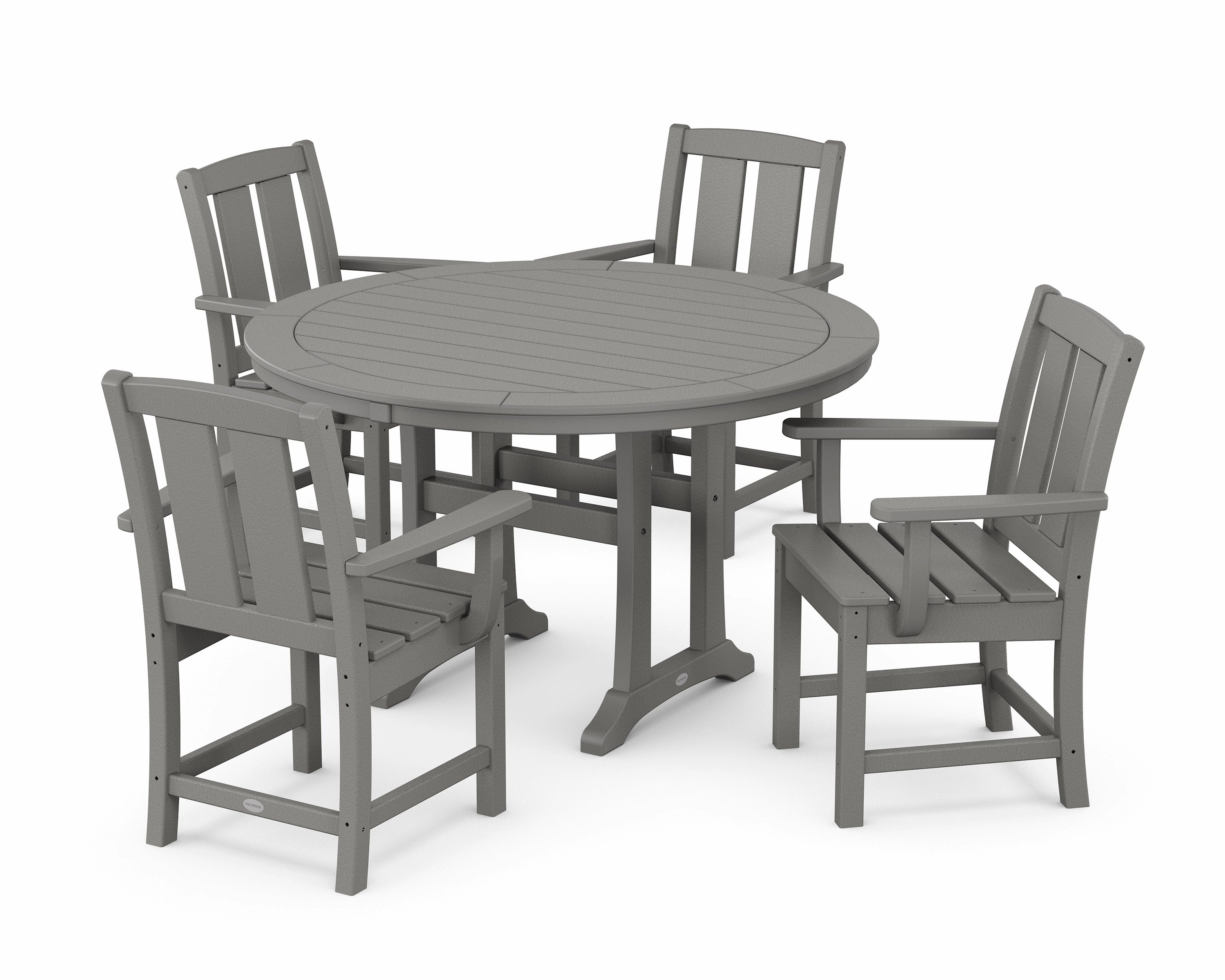 Mission 5-Piece Round Dining Set with Trestle Legsoutdoor patio furniture set