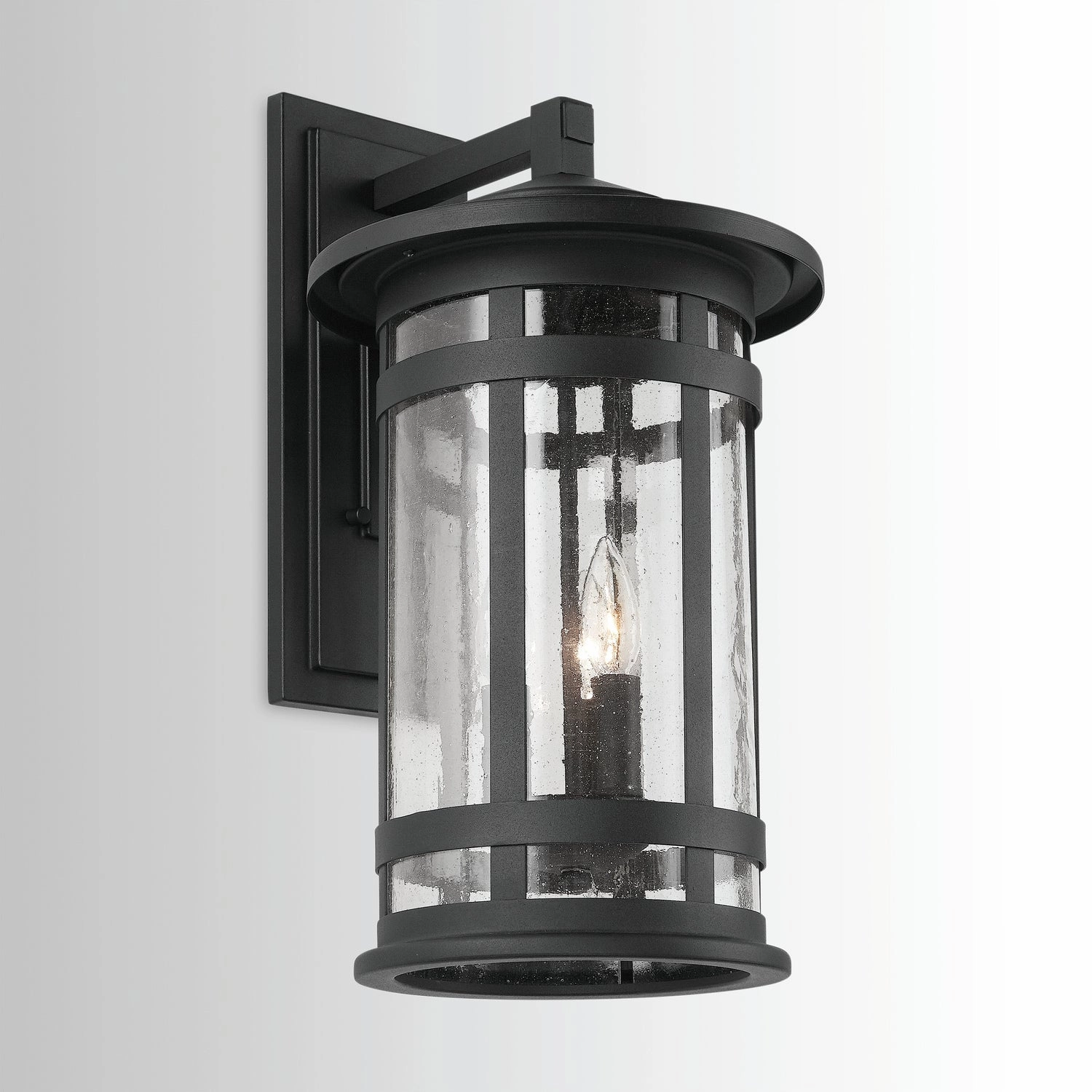 Mission Hills Three Light Outdoor Wall Lantern Black