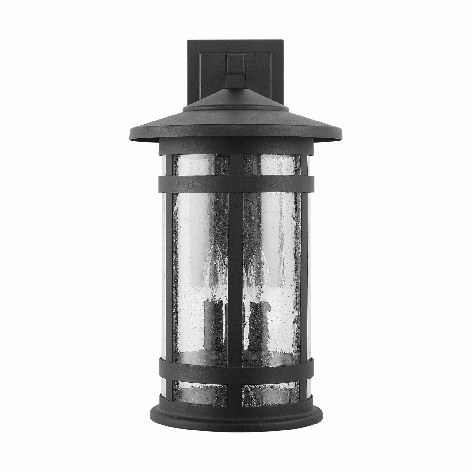 Mission Hills Three Light Outdoor Wall Lantern Black