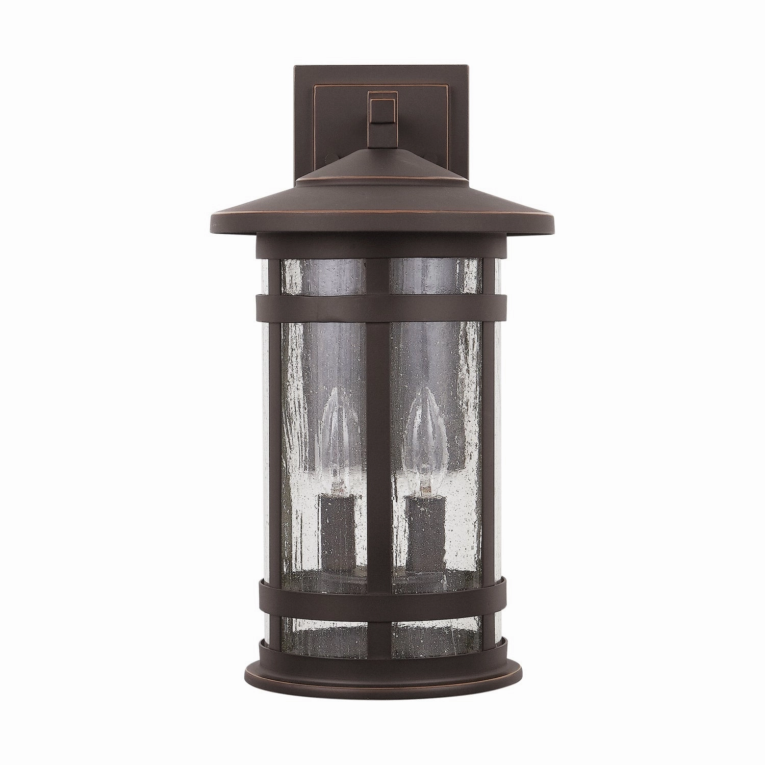 Mission Hills Two Light Outdoor Wall Lantern Oiled Bronze
