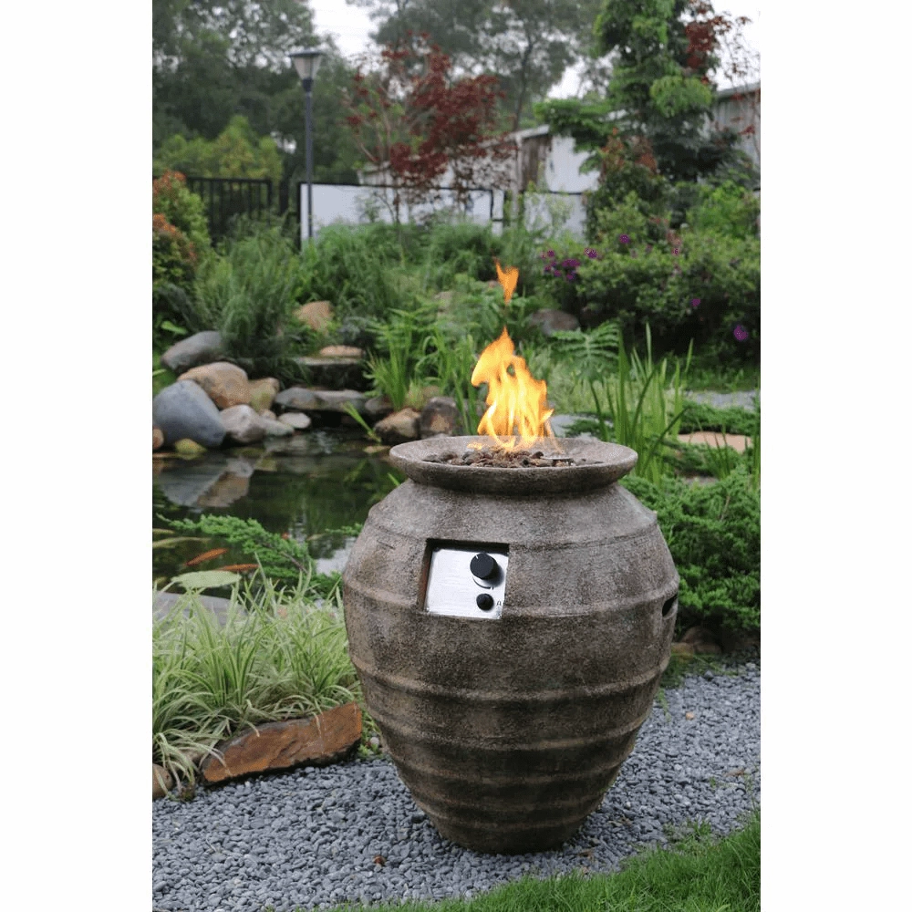 Modeno - Pompeii Oval Concrete Fire Pit Column, Hidden Propane Storage - OFG609-LP