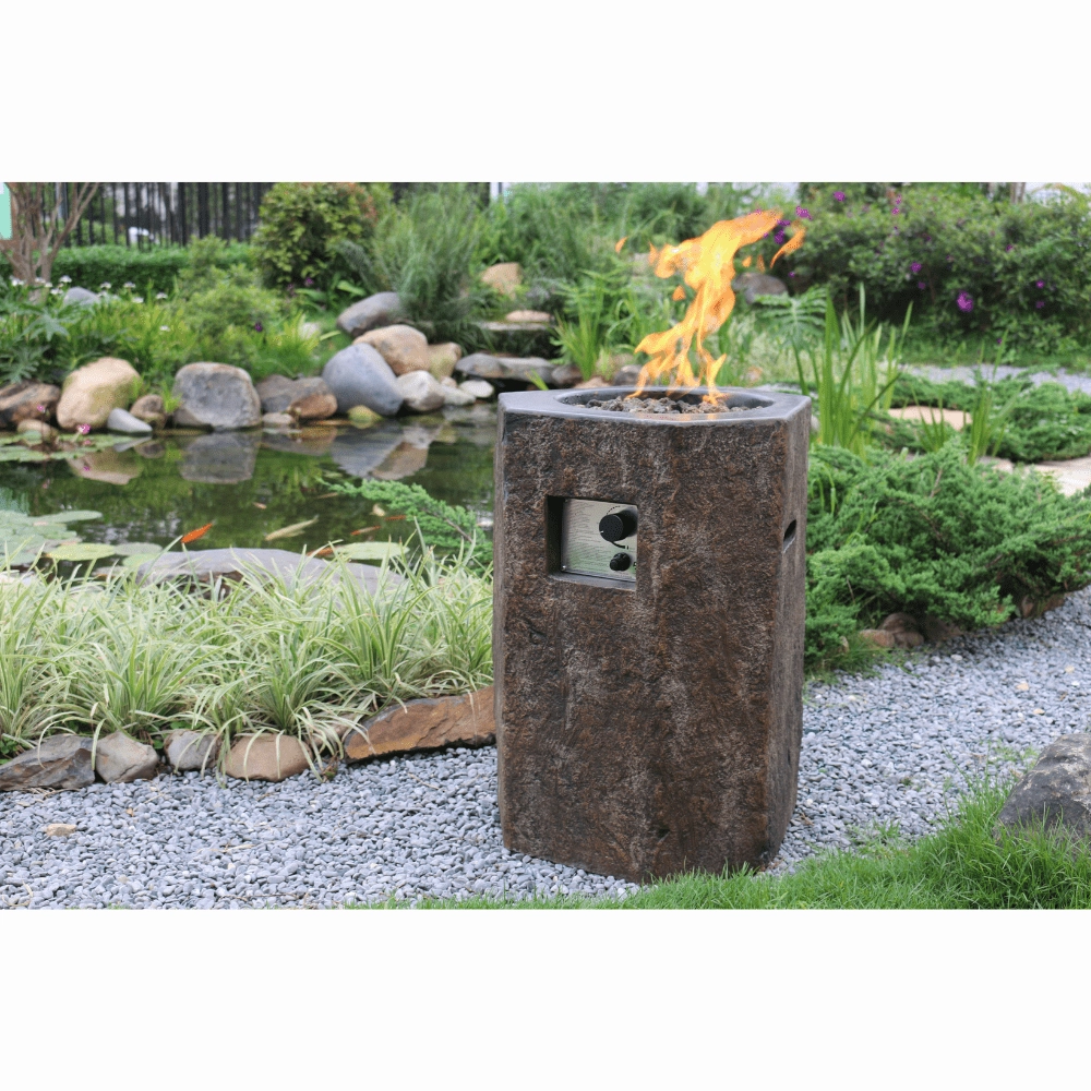 Modeno Basalt Column Fire Pit OFG601-LPportable outdoor fire pit with lid