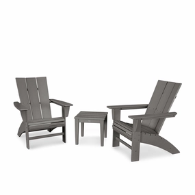 Modern 3-Piece Curveback Adirondack SetHDPE eco-friendly polywood furniture set