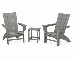 Modern 3-Piece Curveback Adirondack Set with Long Island 18" Side Tableoutdoor patio dining furniture set
