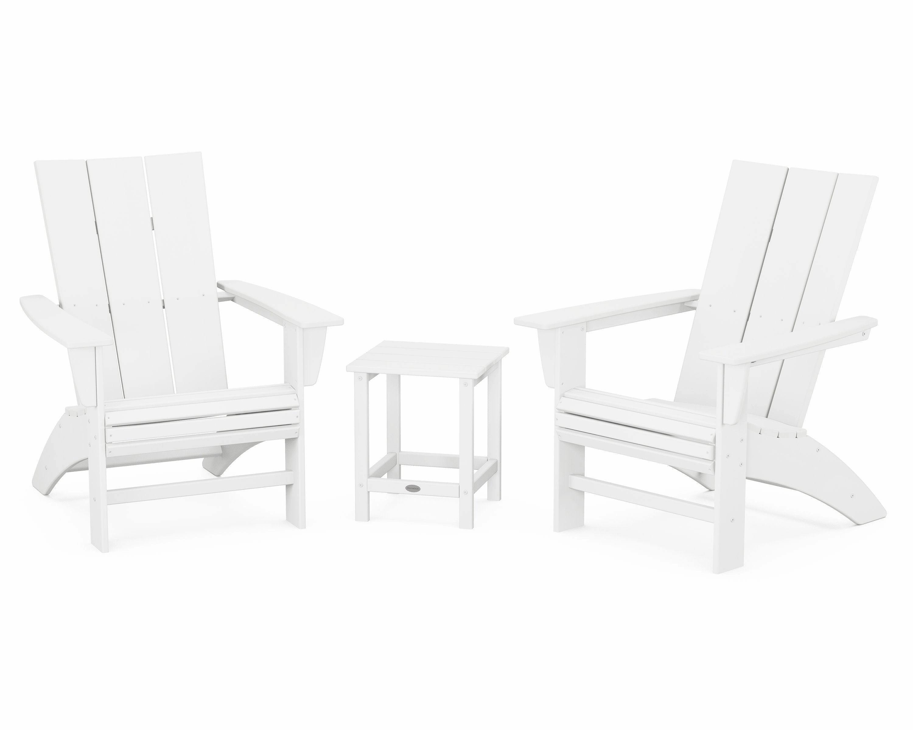 Modern 3-Piece Curveback Adirondack Set with Long Island 18" Side Table