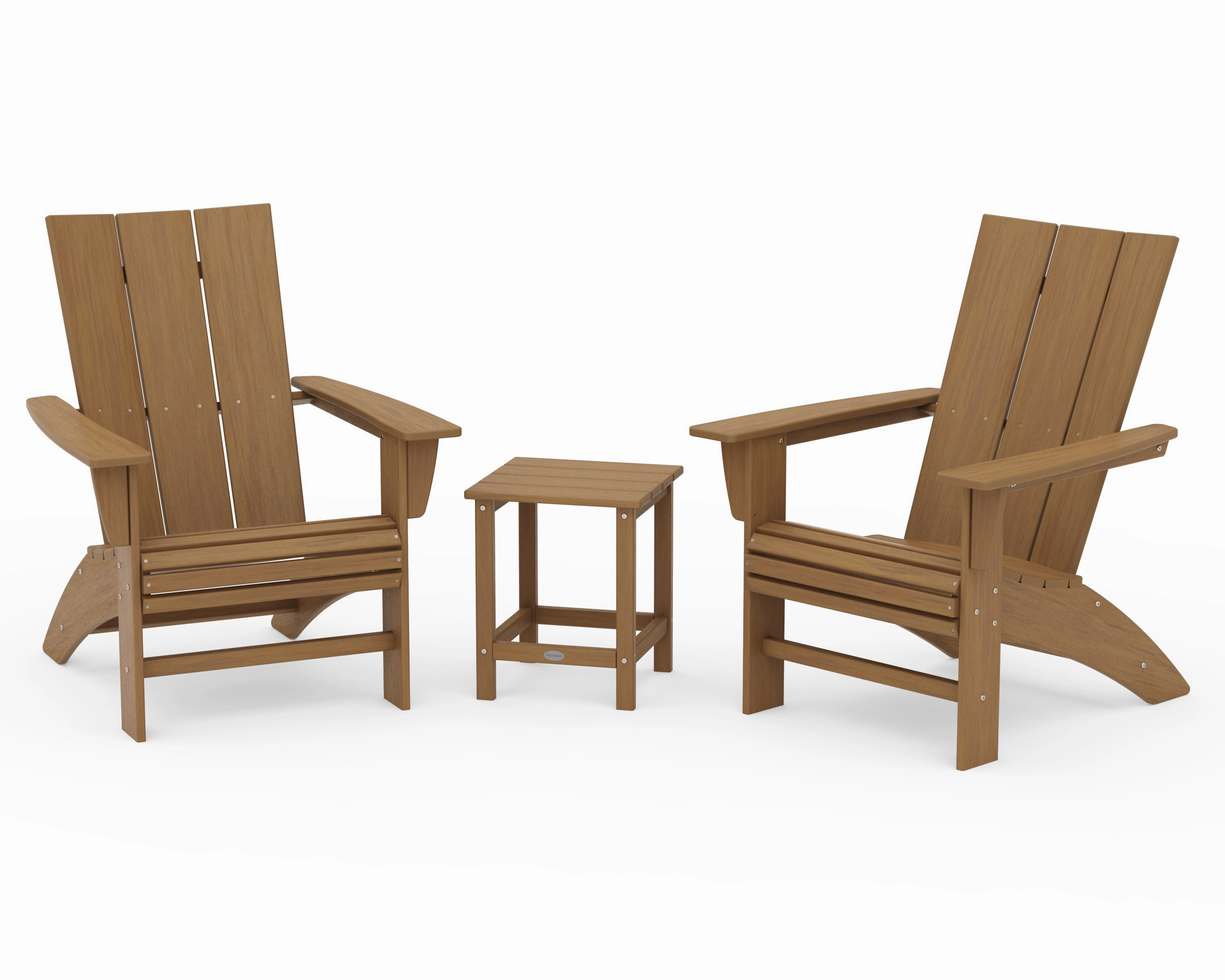 Modern 3-Piece Curveback Adirondack Set with Long Island 18" Side Table