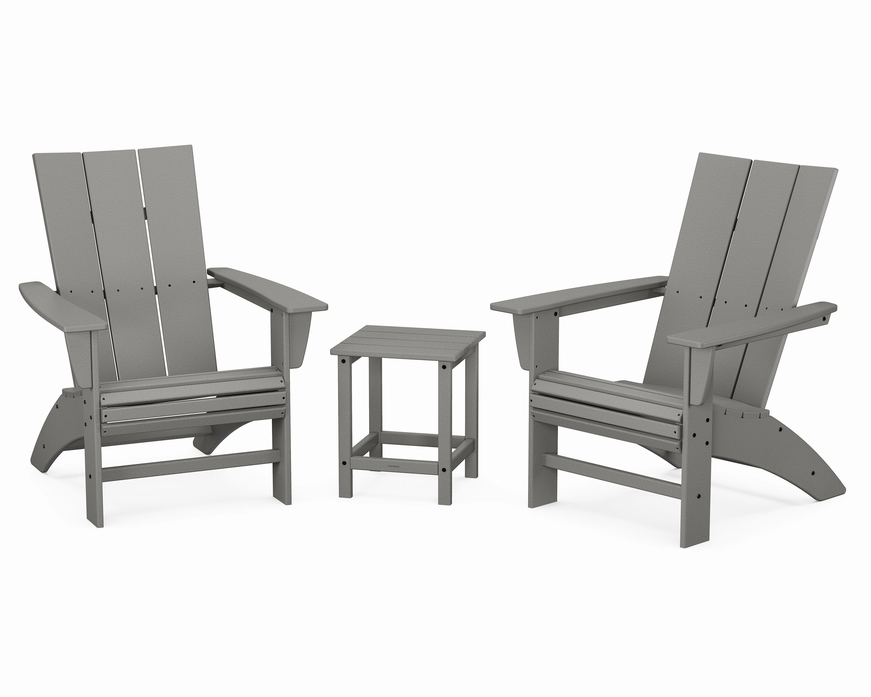 Modern 3-Piece Curveback Adirondack Set with Long Island 18" Side Tableoutdoor patio dining furniture set