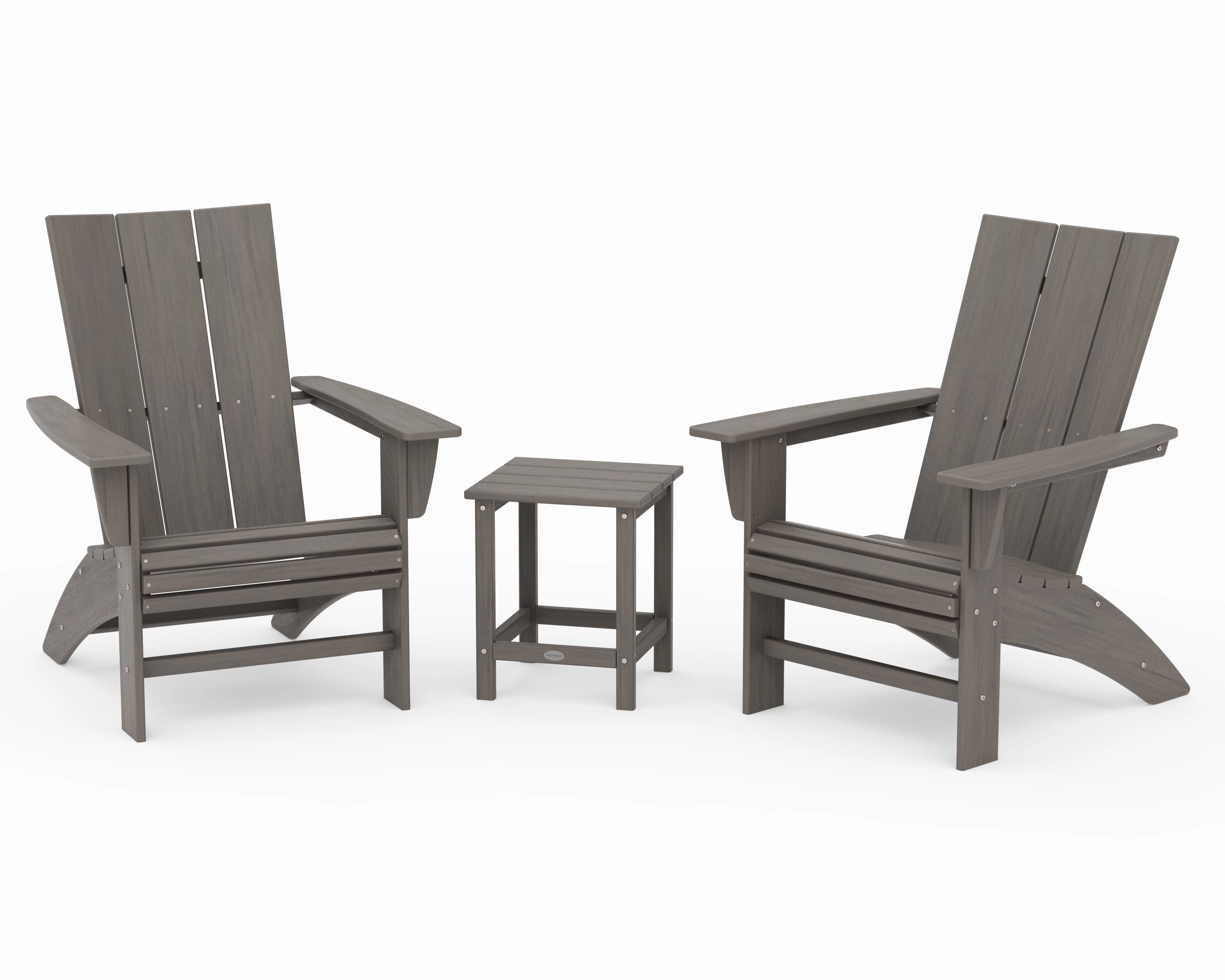 Modern 3-Piece Curveback Adirondack Set with Long Island 18" Side Table