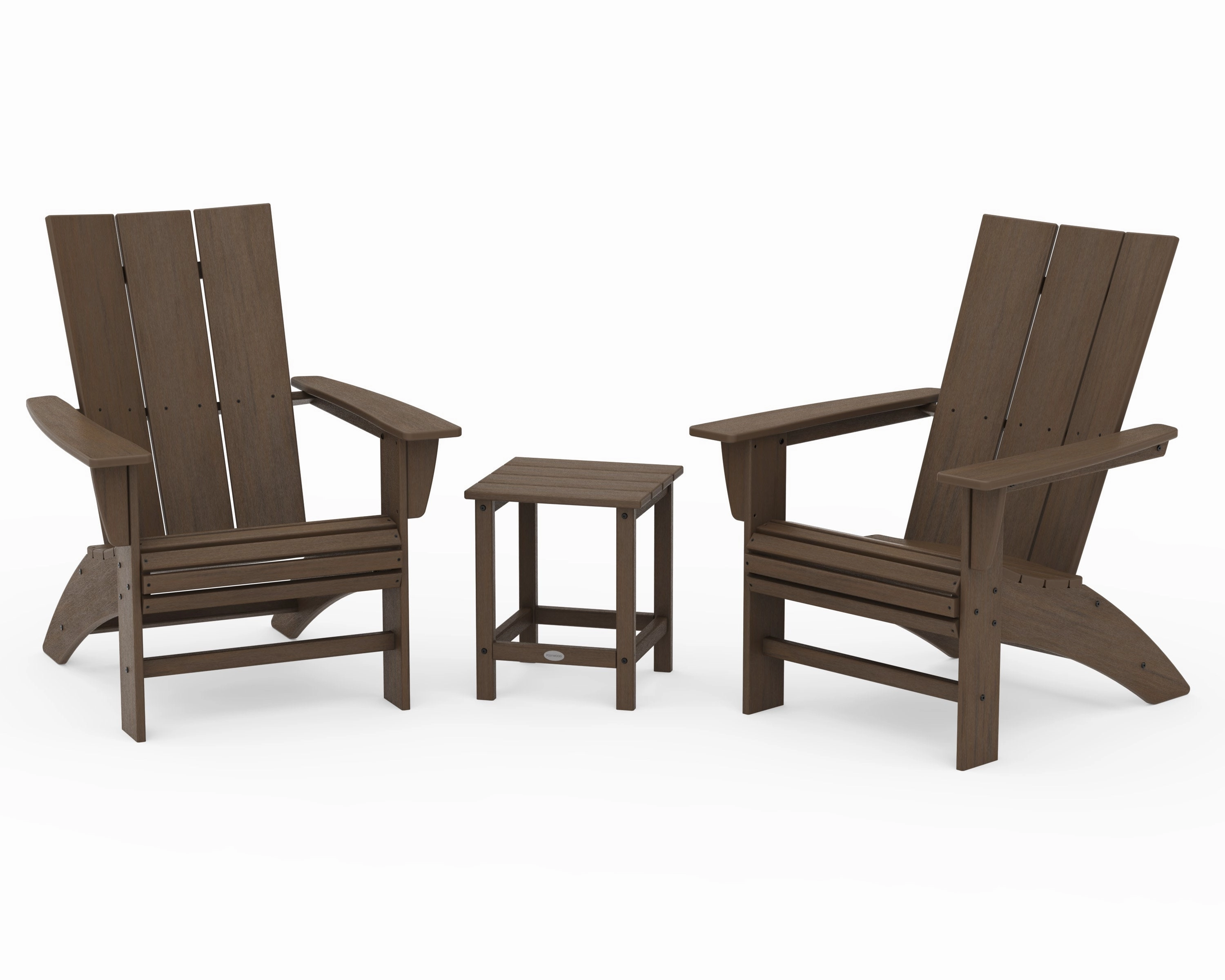 Modern 3-Piece Curveback Adirondack Set with Long Island 18" Side Table