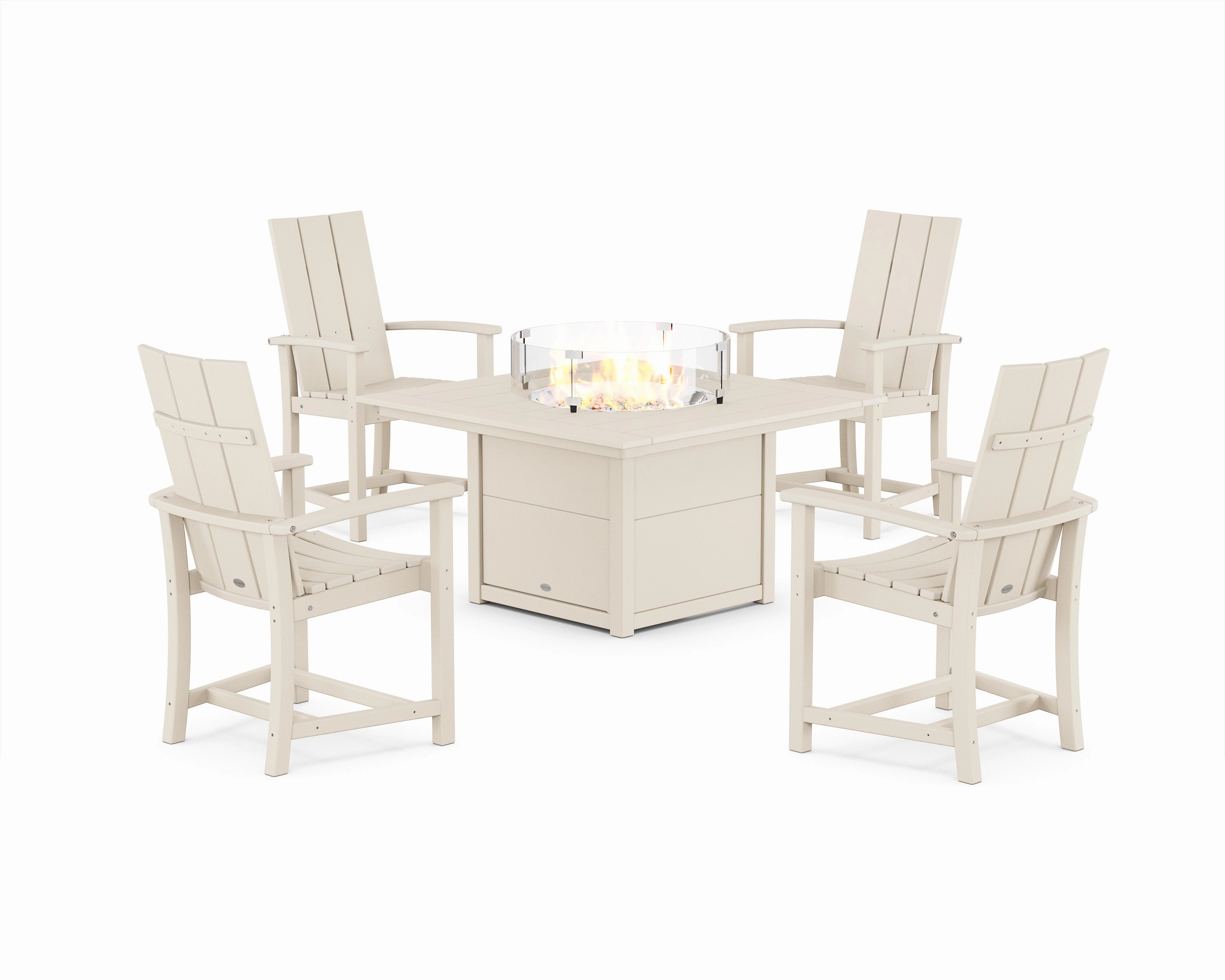 Modern 4-Piece Upright Adirondack Conversation Set with Fire Pit Table