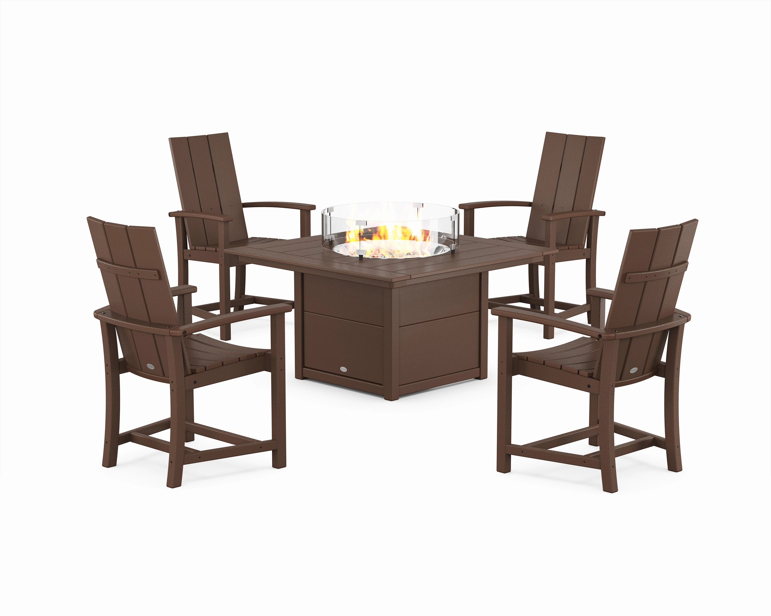 Modern 4-Piece Upright Adirondack Conversation Set with Fire Pit Table