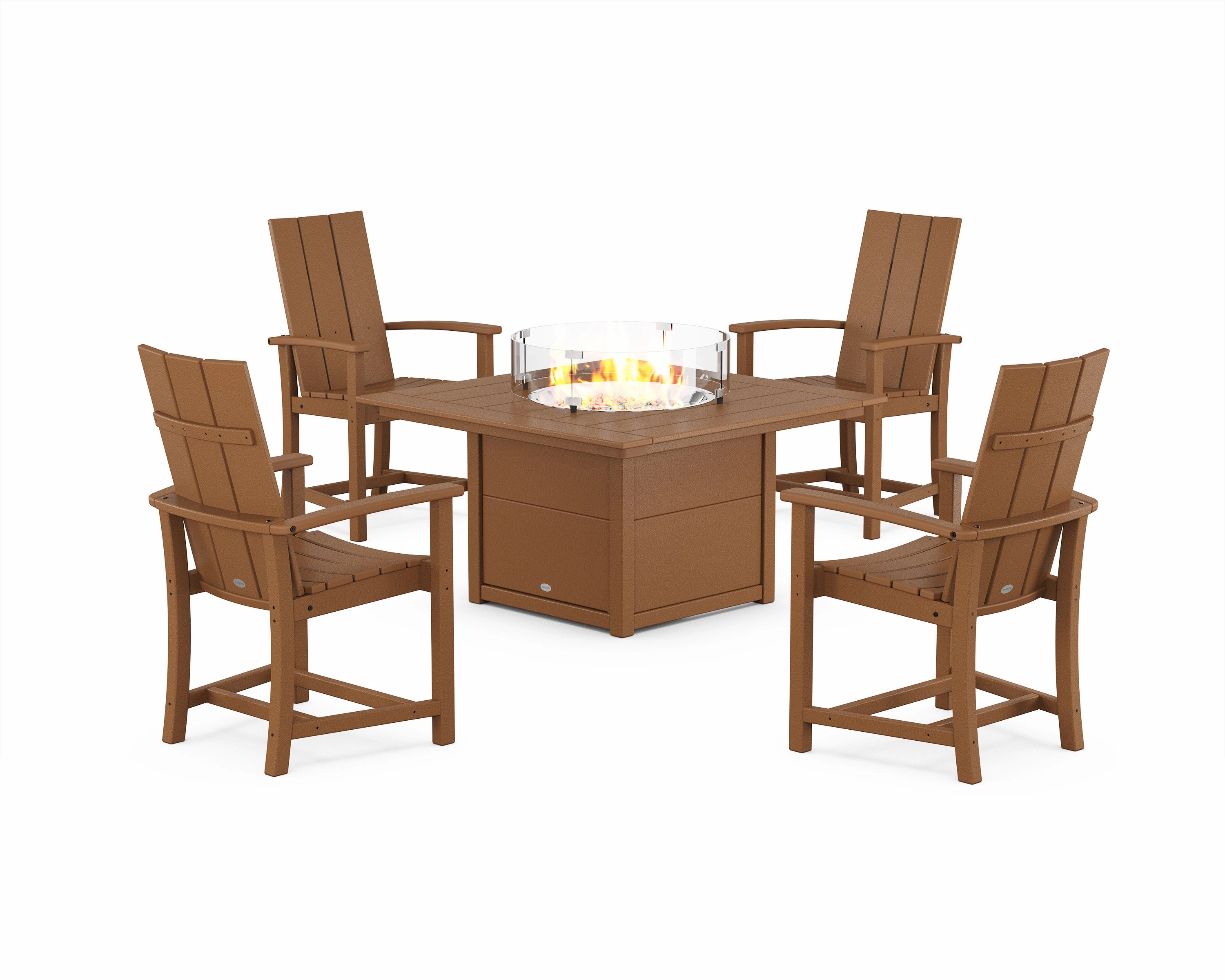 Modern 4-Piece Upright Adirondack Conversation Set with Fire Pit Table