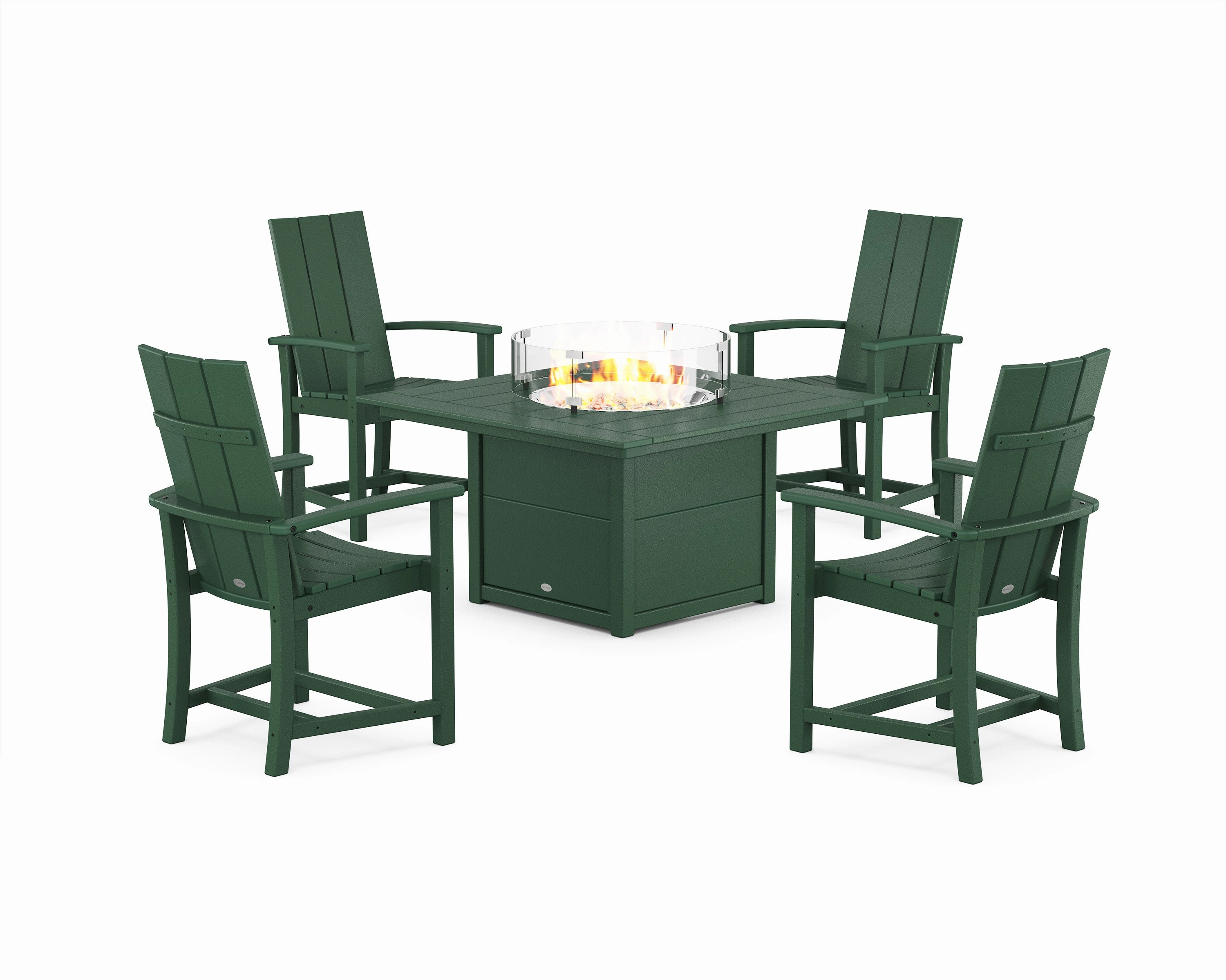 Modern 4-Piece Upright Adirondack Conversation Set with Fire Pit Table