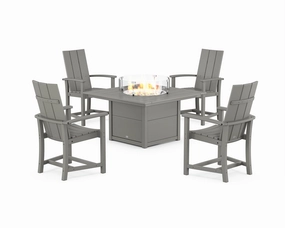 Modern 4-Piece Upright Adirondack Conversation Set with Fire Pit Tableoutdoor patio dining furniture set