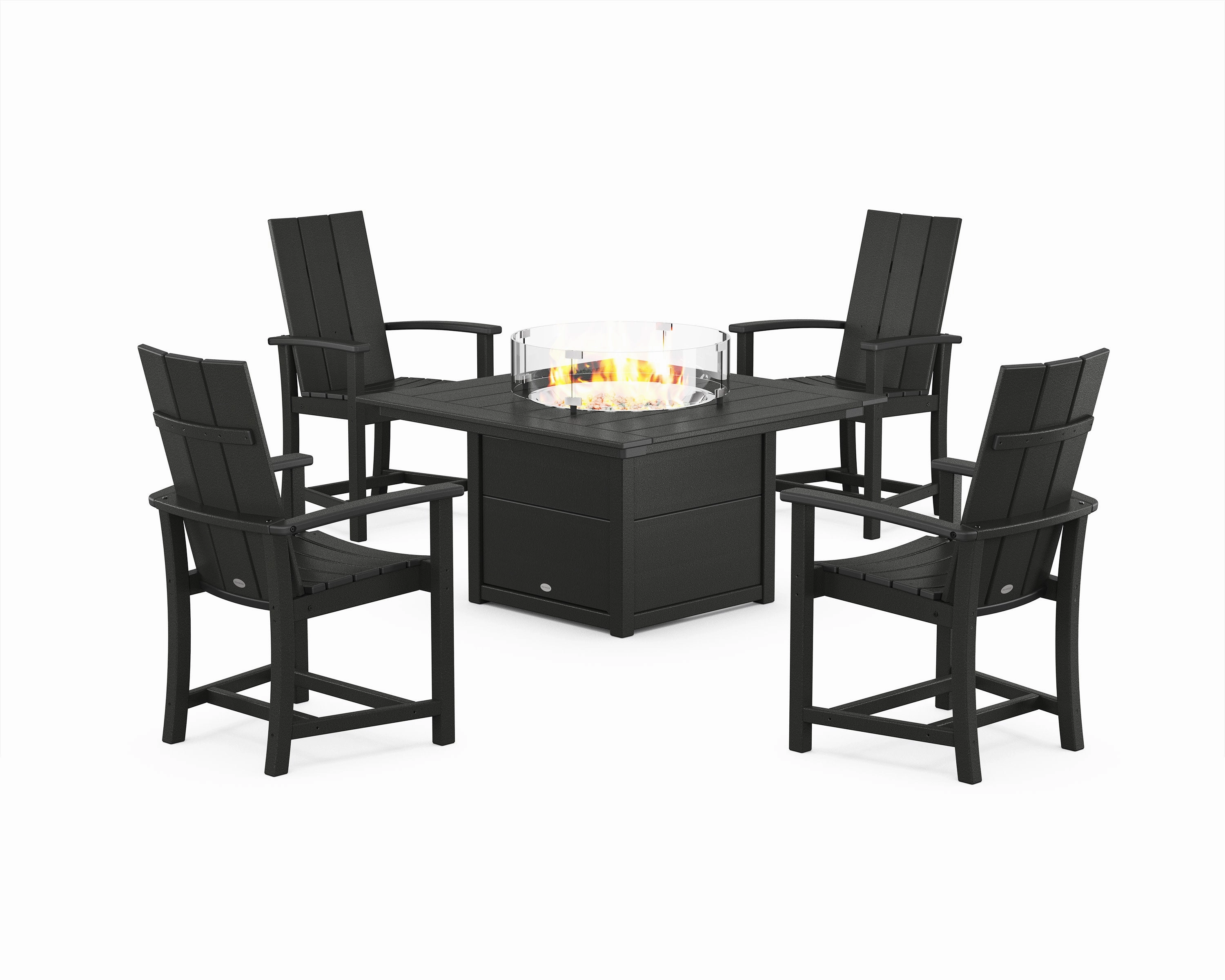 Modern 4-Piece Upright Adirondack Conversation Set with Fire Pit Table