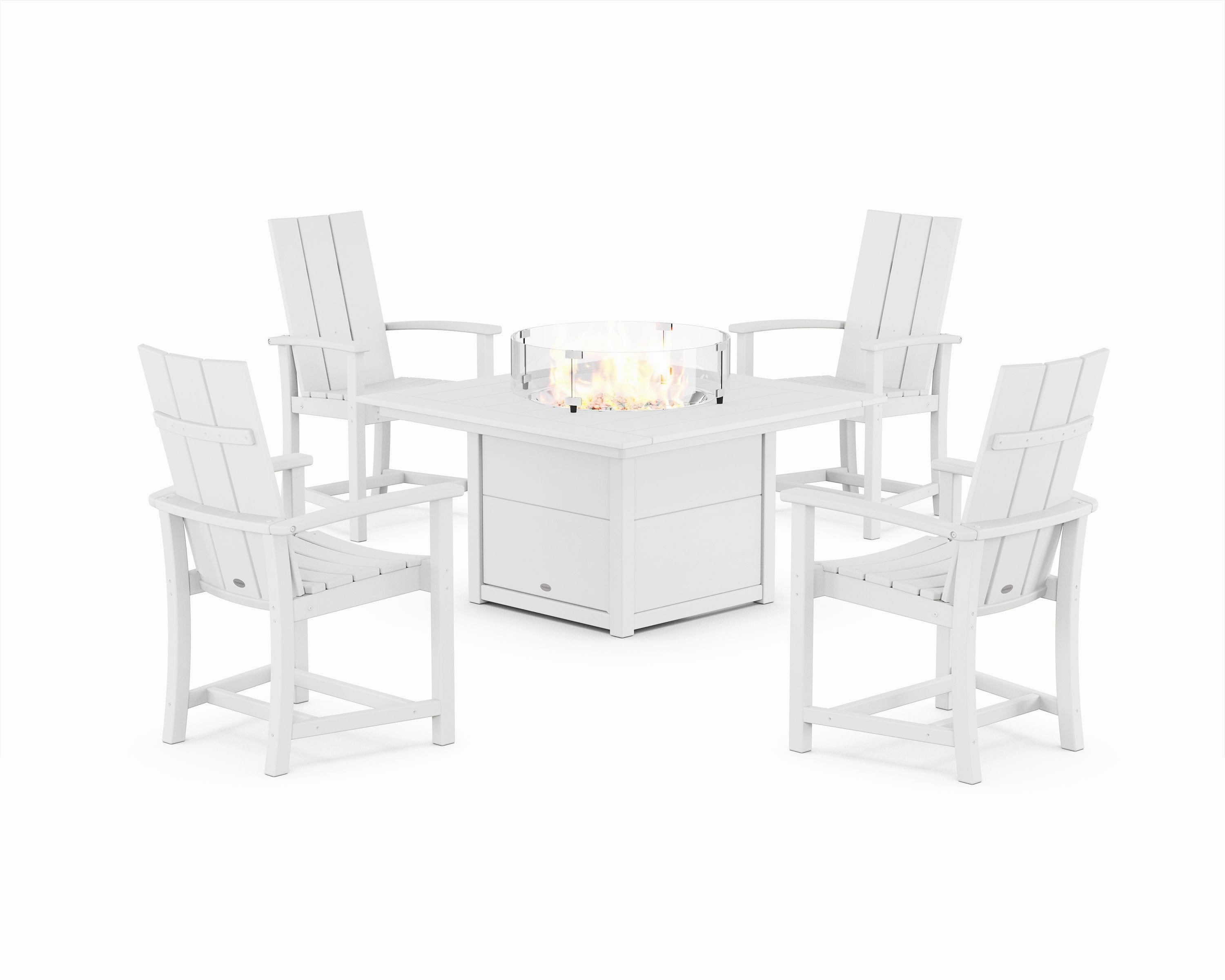 Modern 4-Piece Upright Adirondack Conversation Set with Fire Pit Table