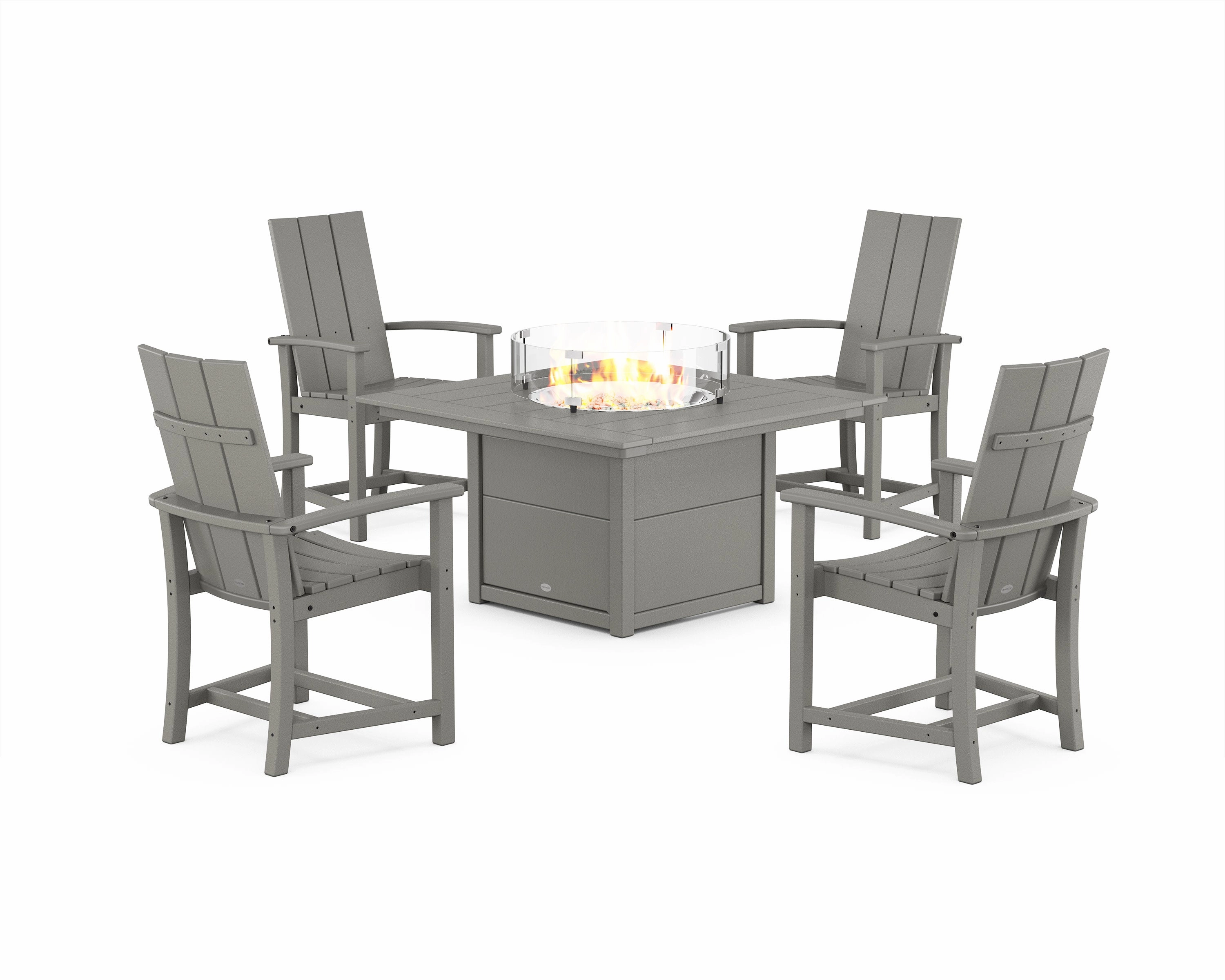 Modern 4-Piece Upright Adirondack Conversation Set with Fire Pit Tableoutdoor patio dining furniture set