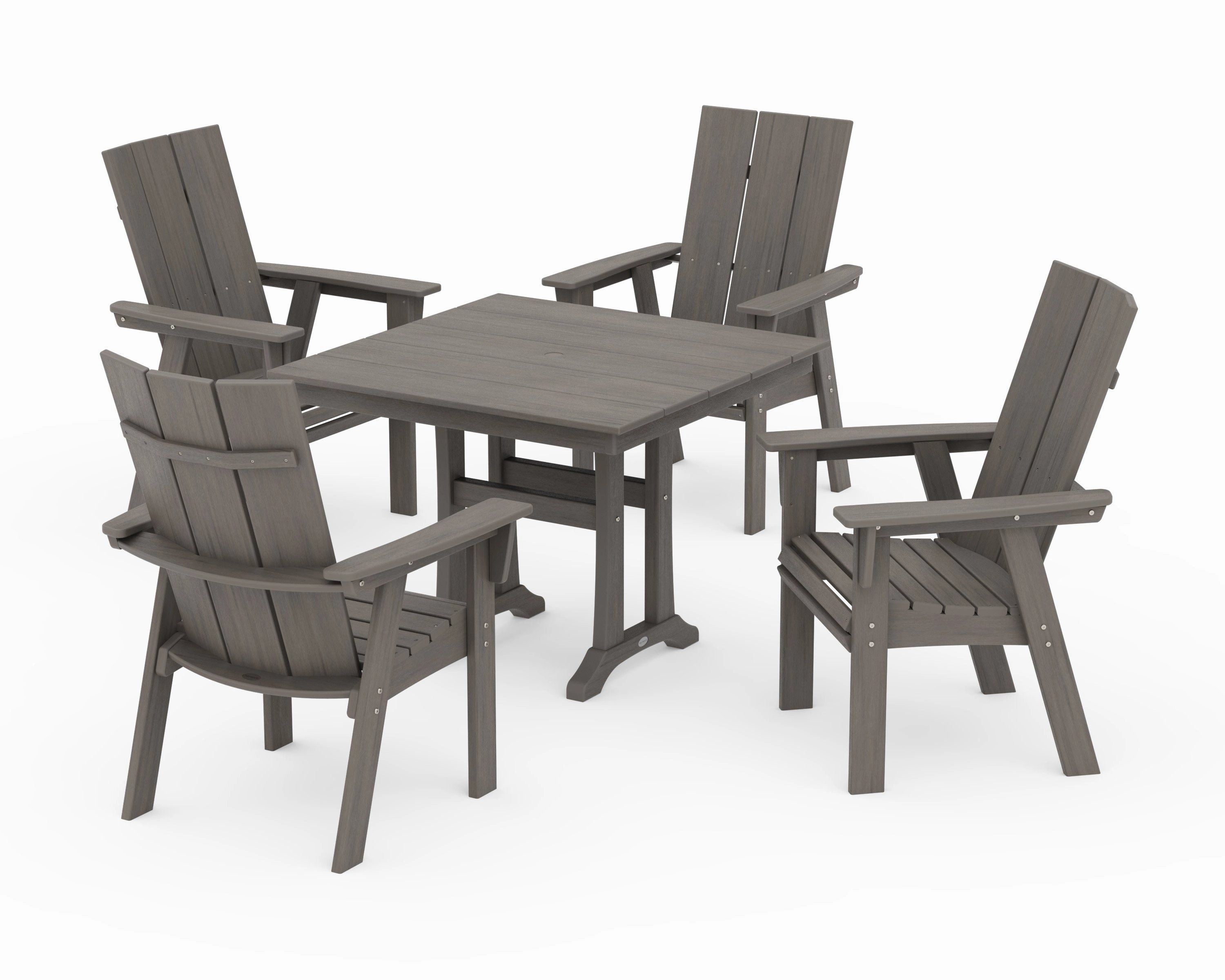Modern Curveback Adirondack 5-Piece Farmhouse Trestle Dining Set