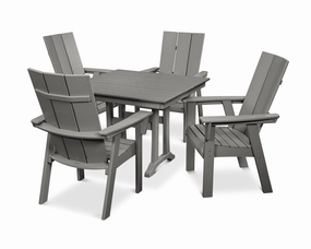 Modern Curveback Adirondack 5-Piece Farmhouse Trestle Dining Setoutdoor patio furniture set