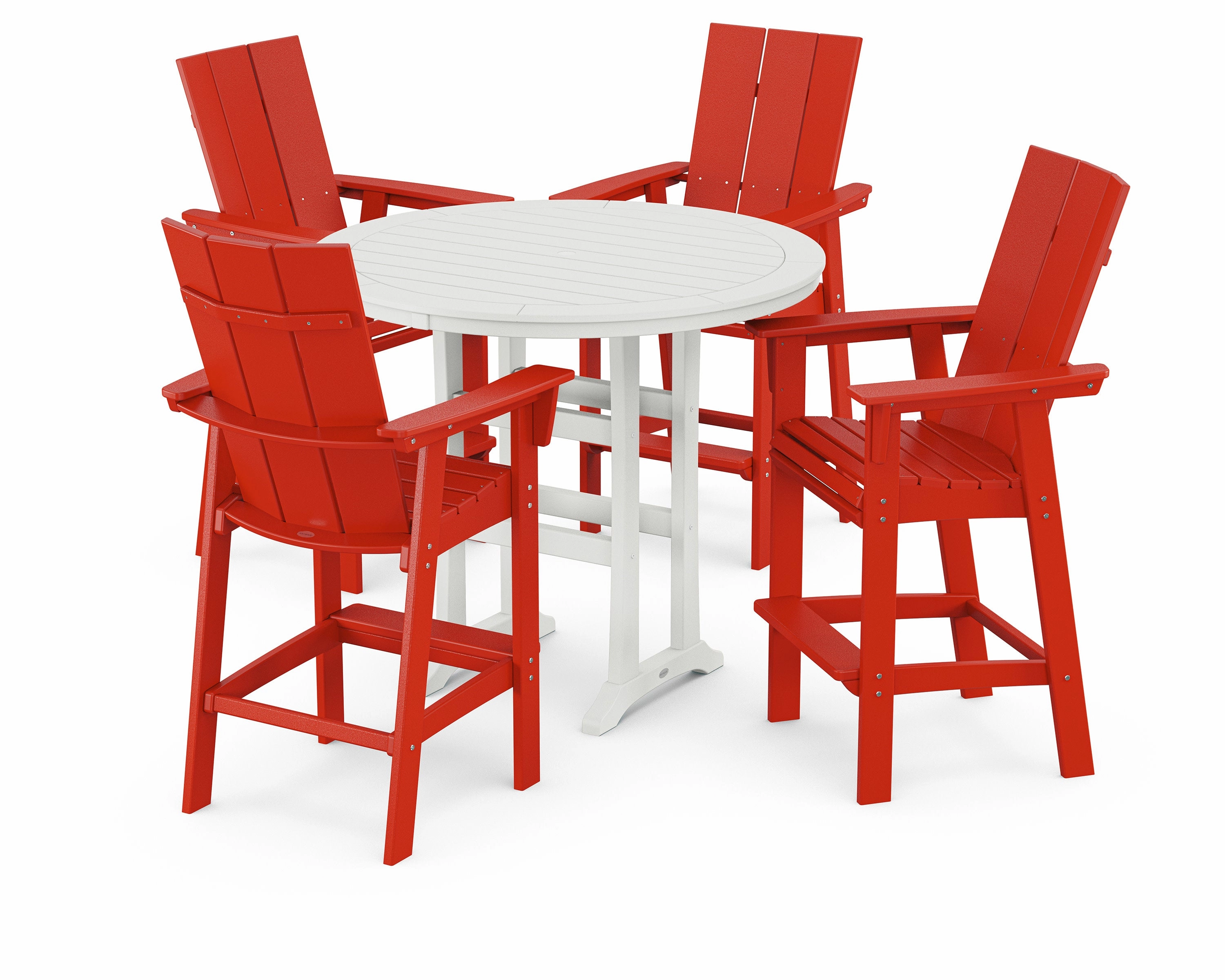 Modern Curveback Adirondack 5-Piece Nautical Trestle Bar Set