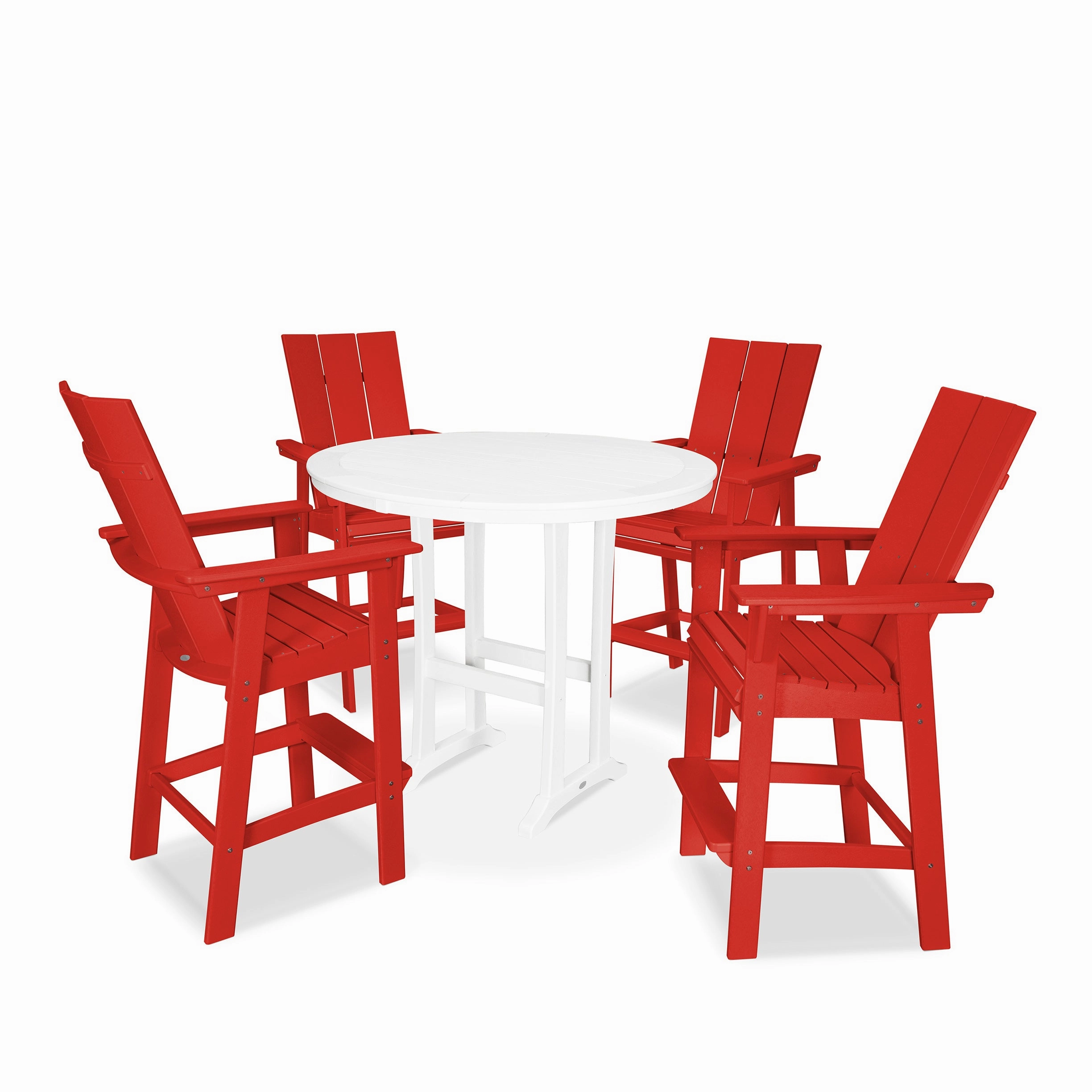 Modern Curveback Adirondack 5-Piece Nautical Trestle Bar Set