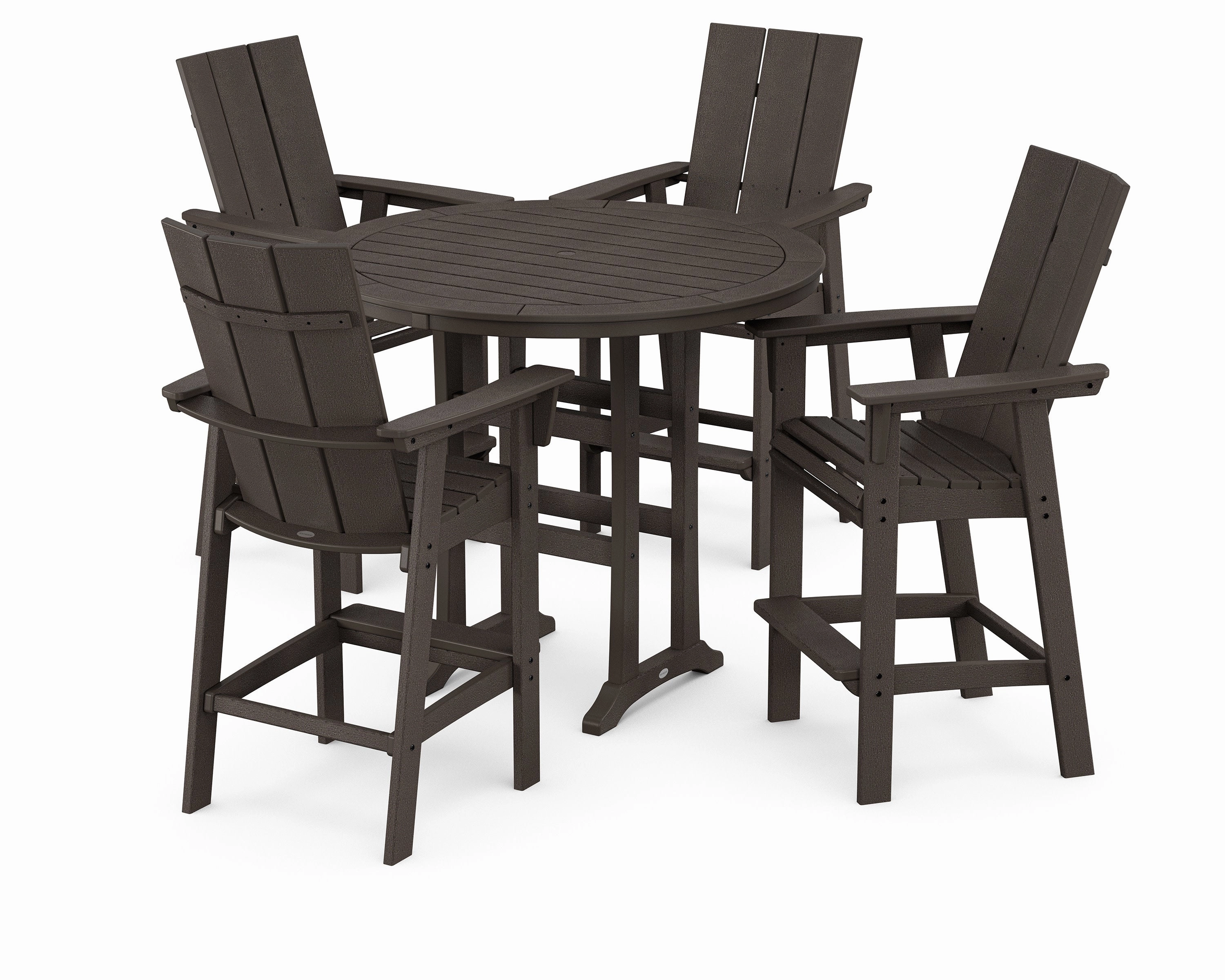 Modern Curveback Adirondack 5-Piece Nautical Trestle Bar Set