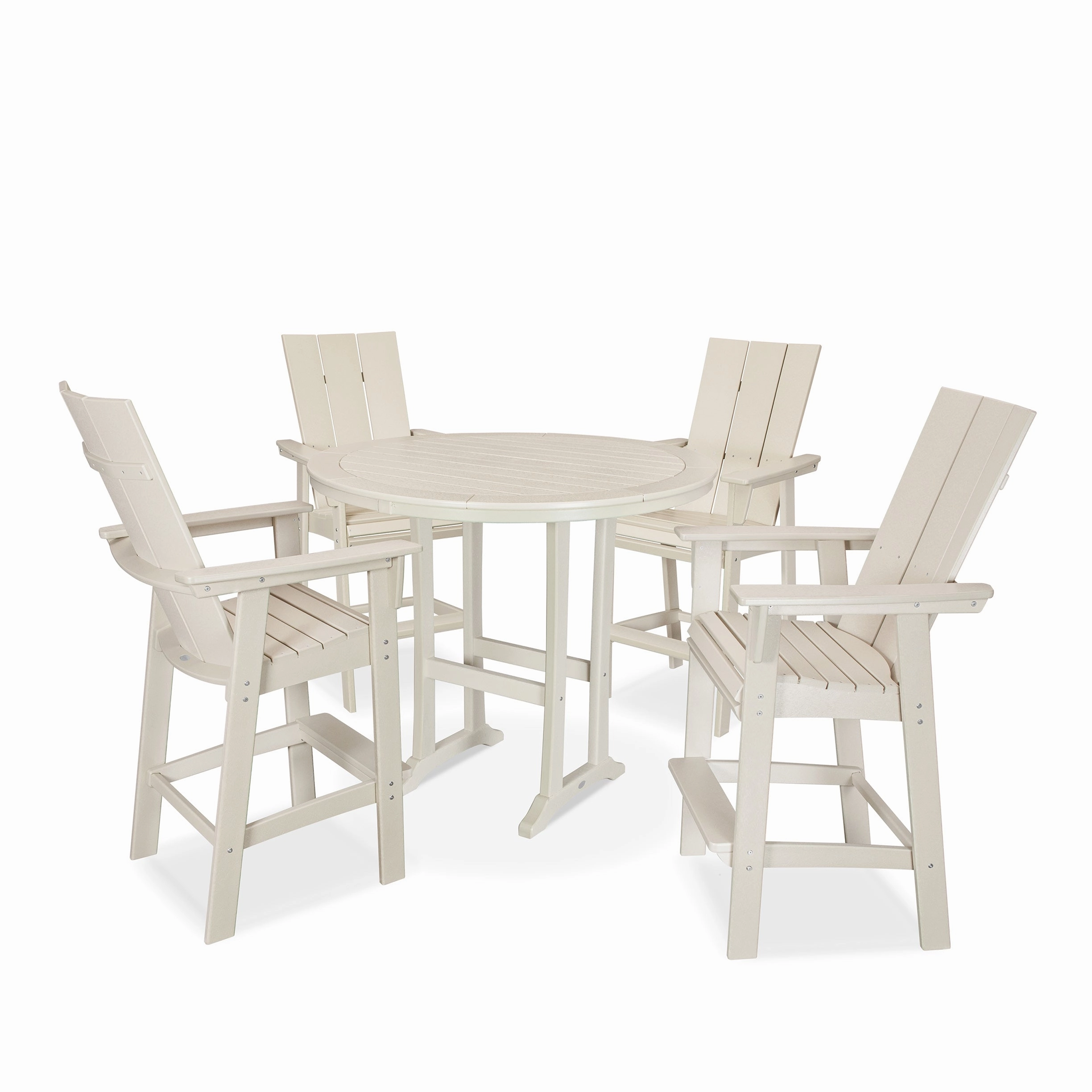 Modern Curveback Adirondack 5-Piece Nautical Trestle Bar Set