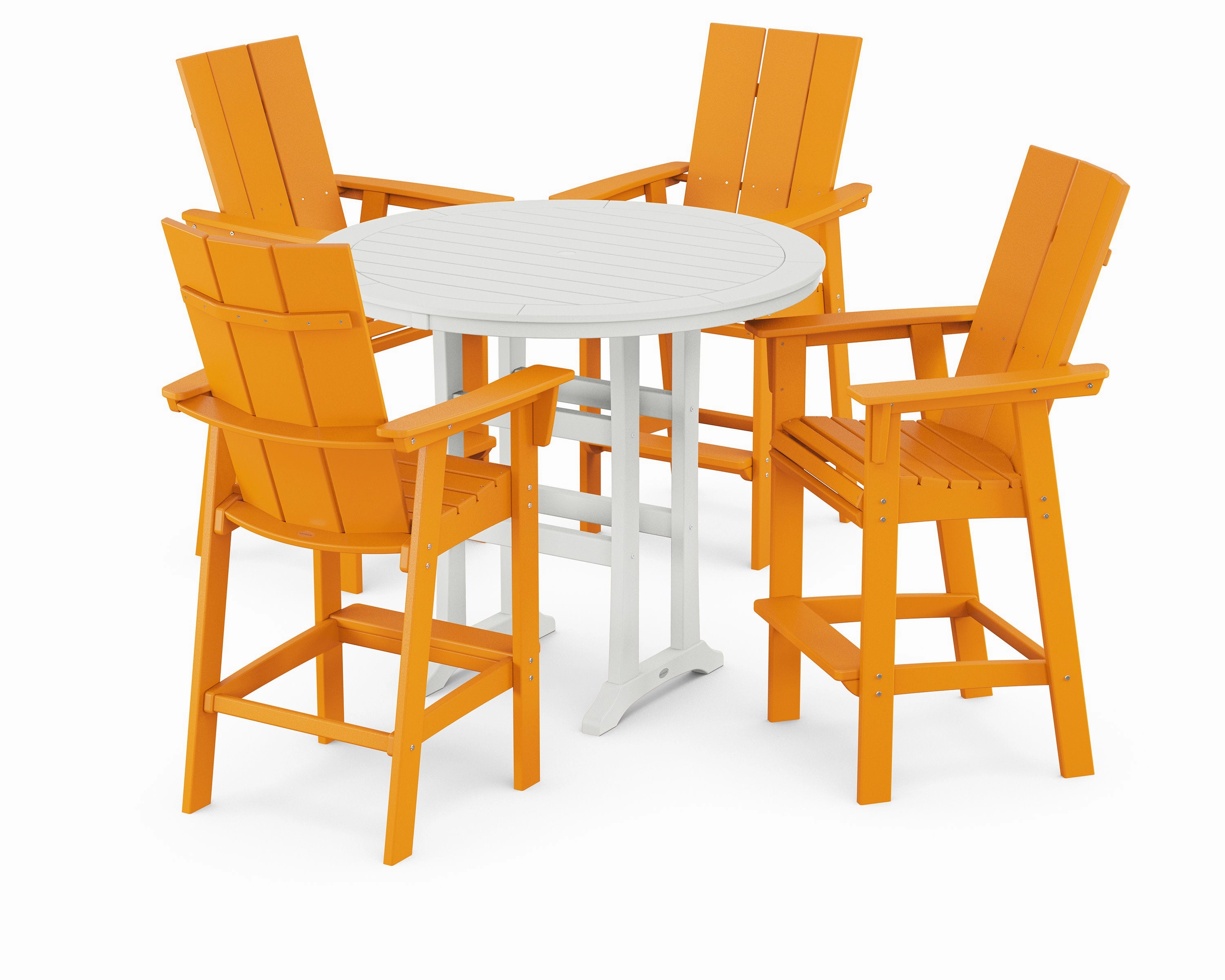 Modern Curveback Adirondack 5-Piece Nautical Trestle Bar Set
