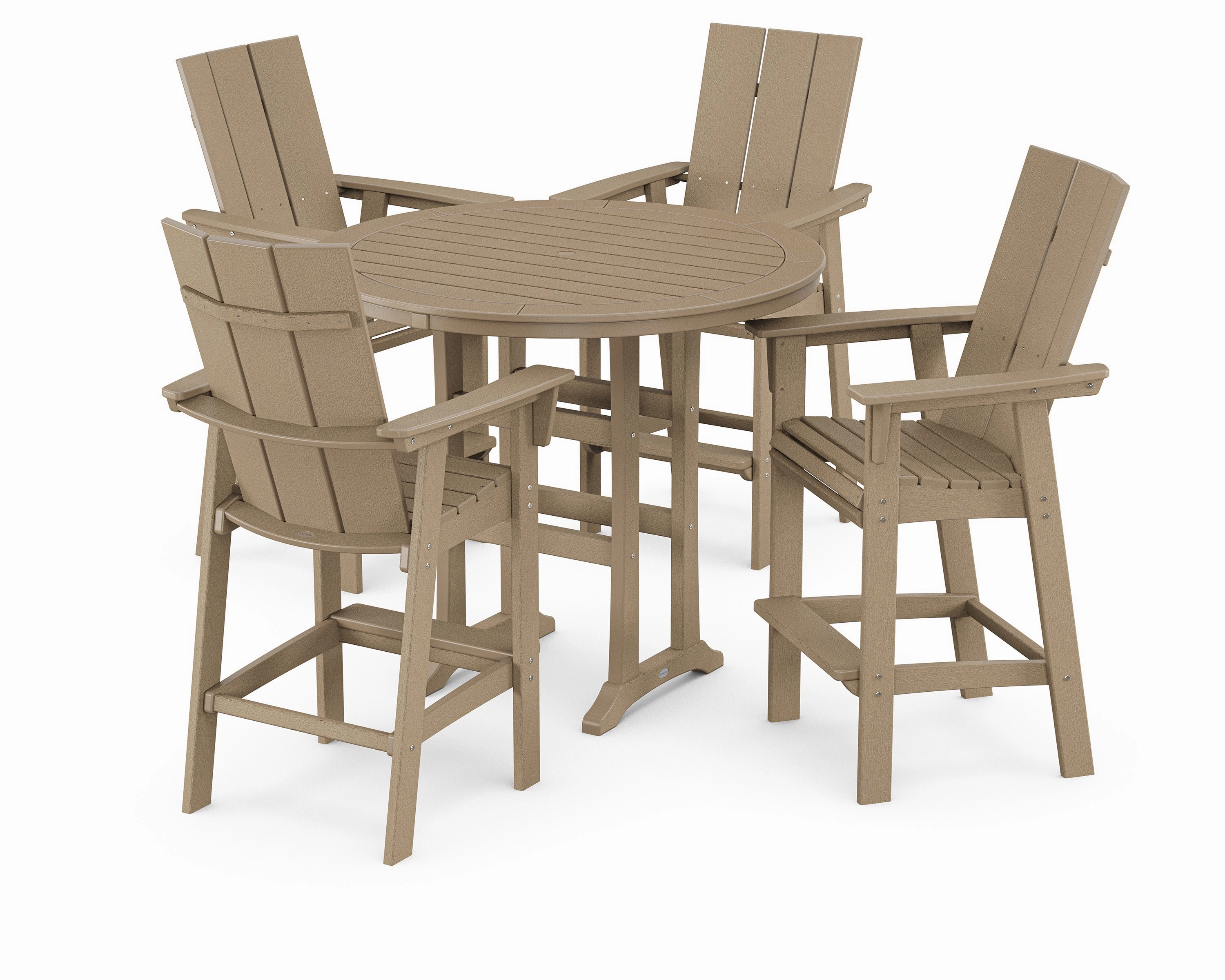 Modern Curveback Adirondack 5-Piece Nautical Trestle Bar Set