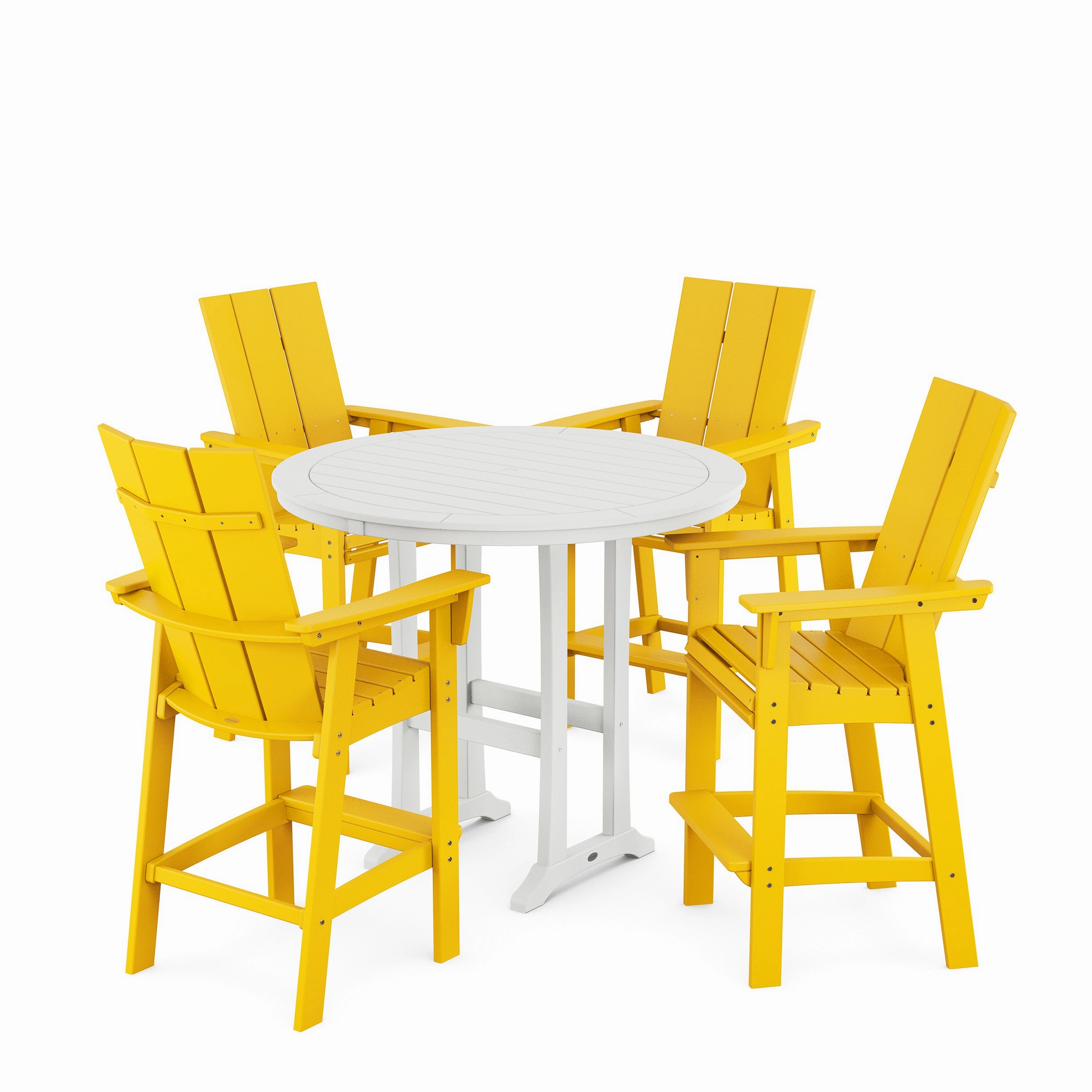 Modern Curveback Adirondack 5-Piece Nautical Trestle Bar Set