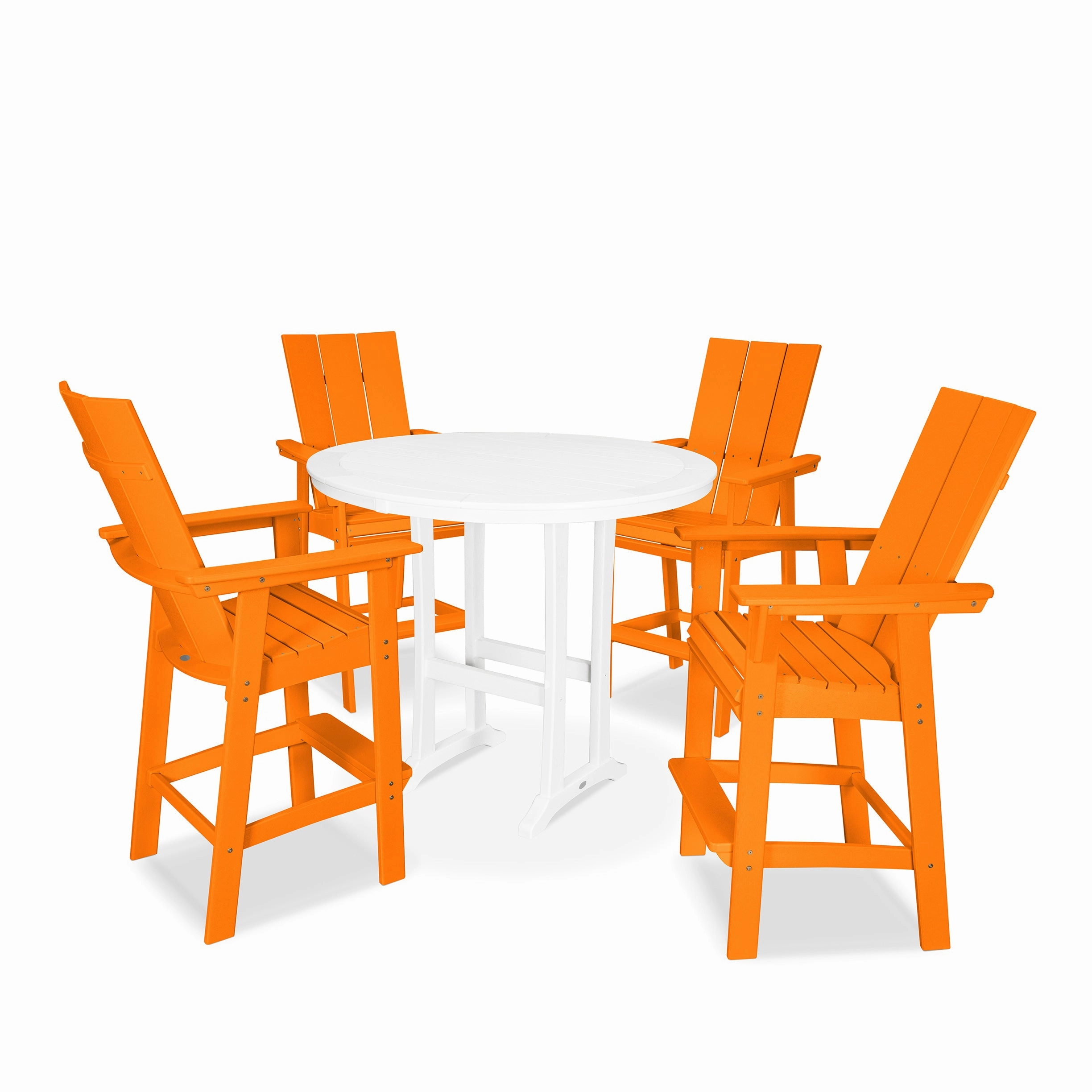Modern Curveback Adirondack 5-Piece Nautical Trestle Bar Set