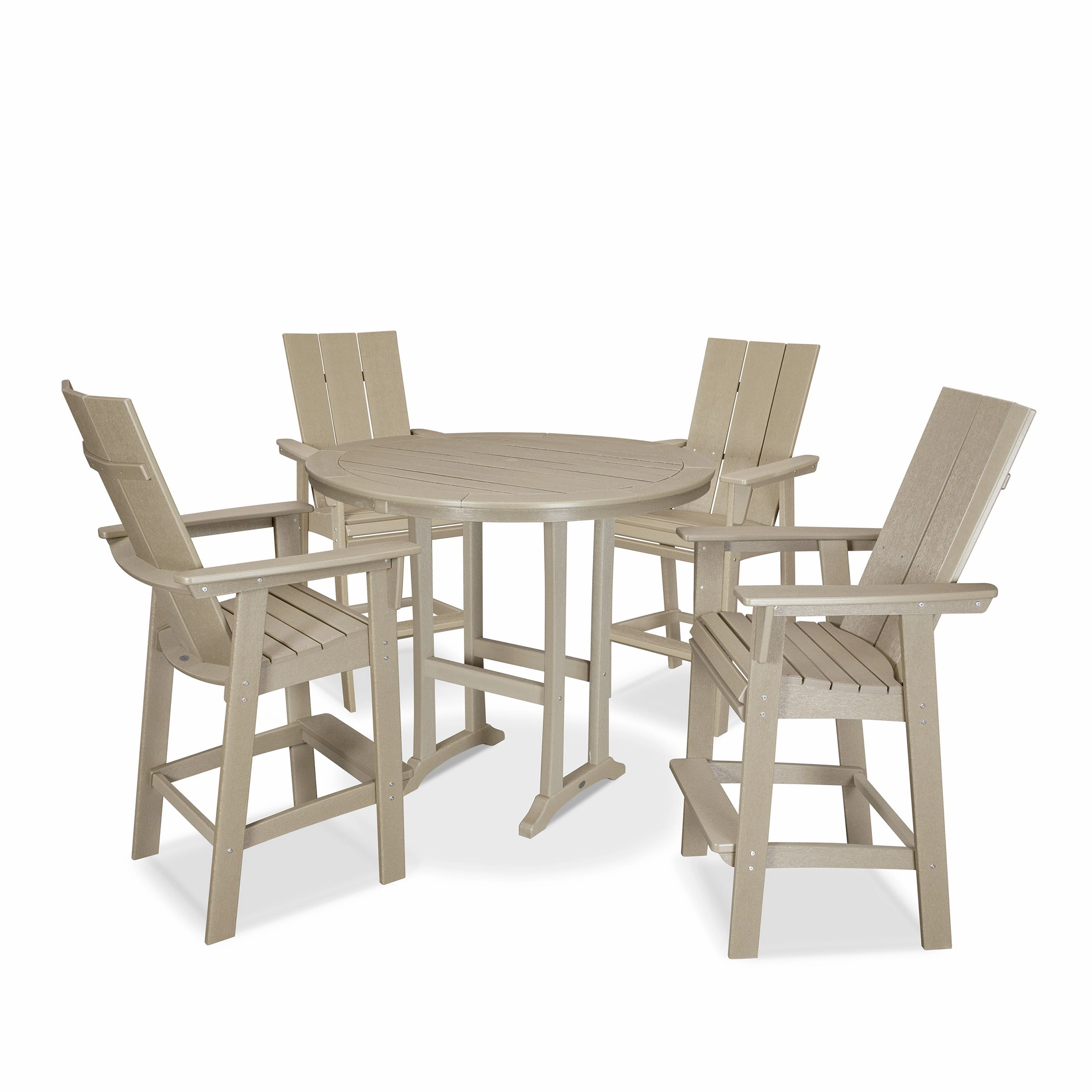 Modern Curveback Adirondack 5-Piece Nautical Trestle Bar Set