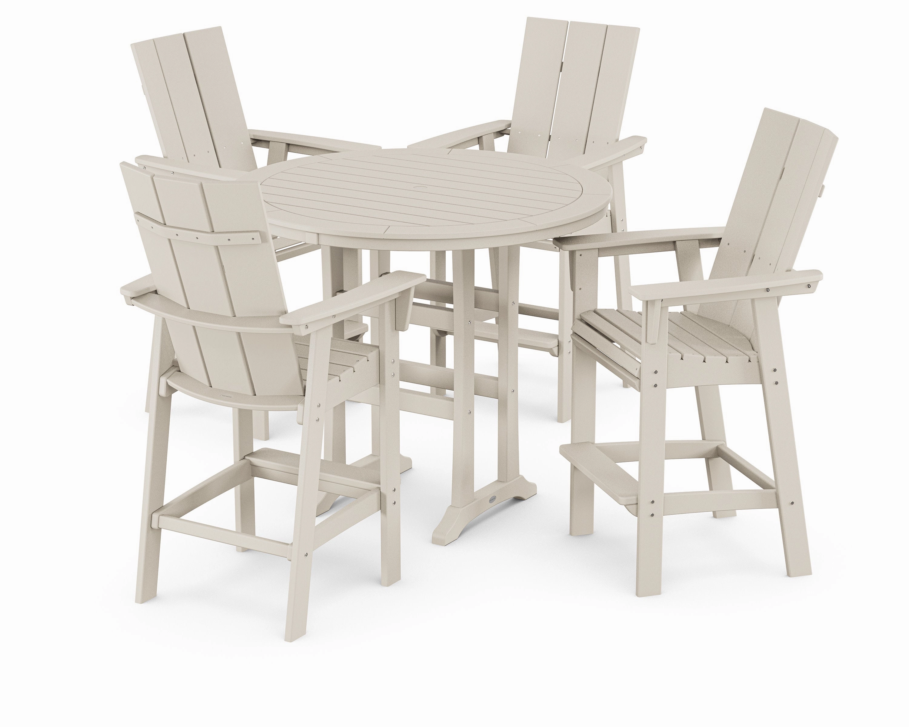 Modern Curveback Adirondack 5-Piece Nautical Trestle Bar Set