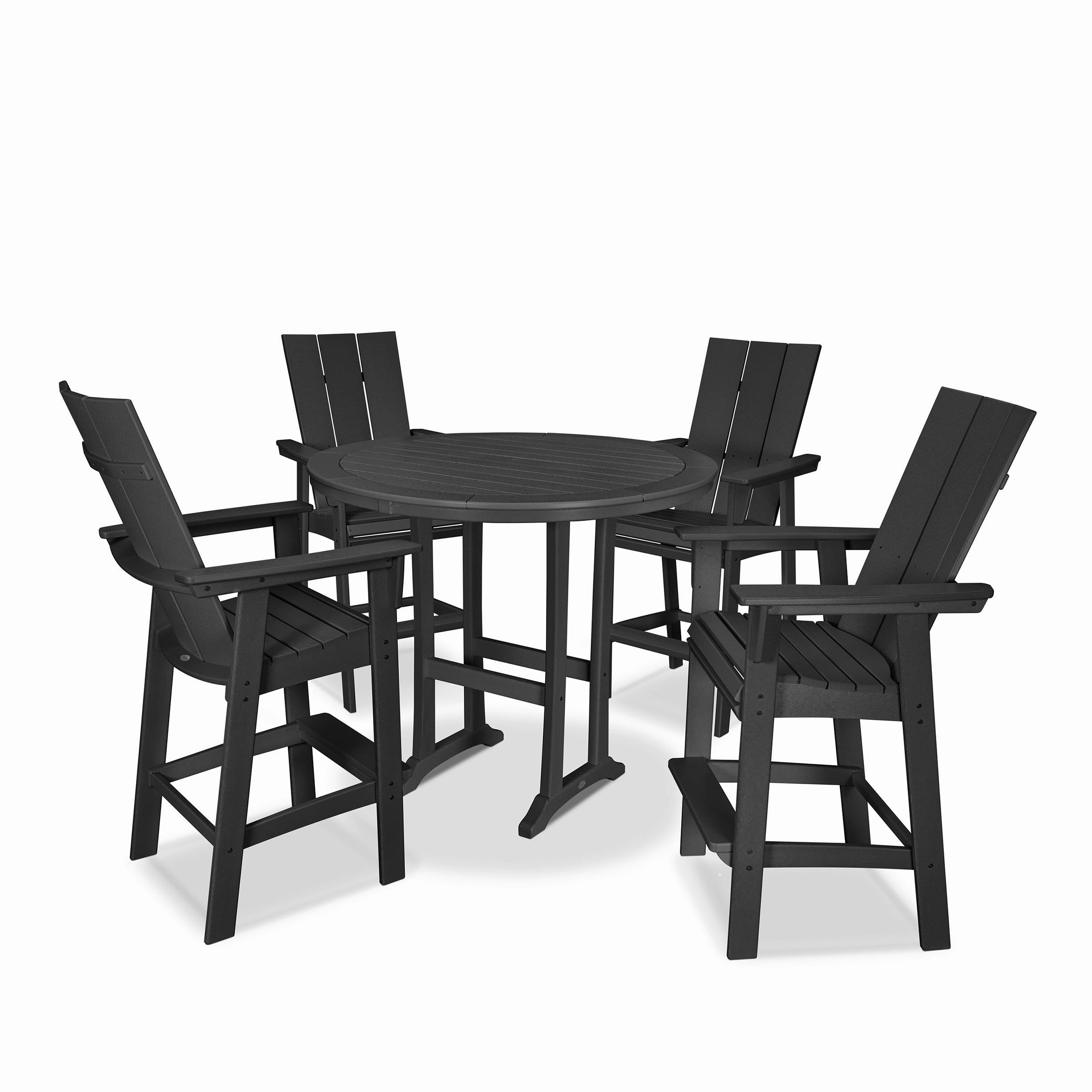 Modern Curveback Adirondack 5-Piece Nautical Trestle Bar Set